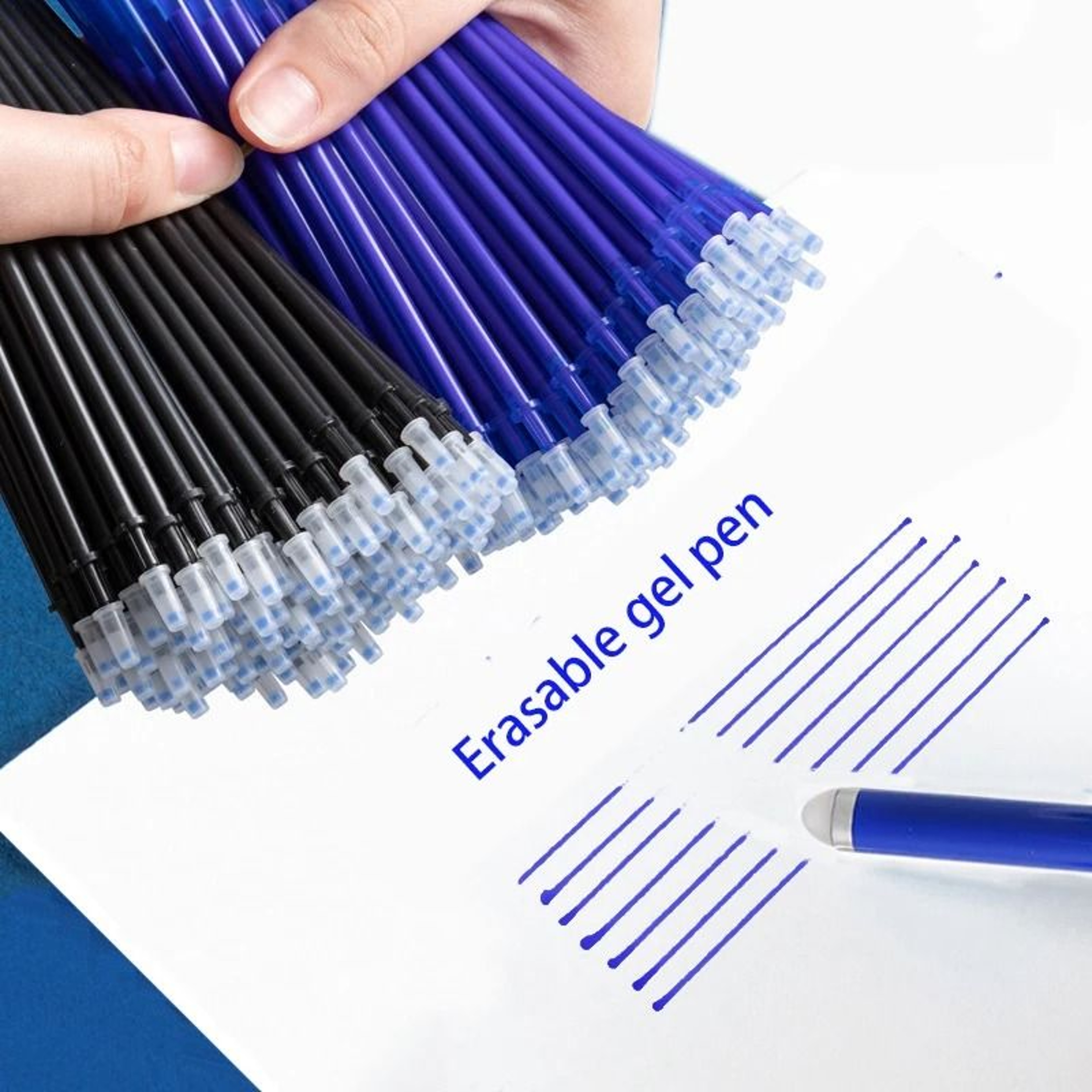 30 50 100PC 05mm Erasable Pen Refills Blue Black Gel Ink Refill Set 6