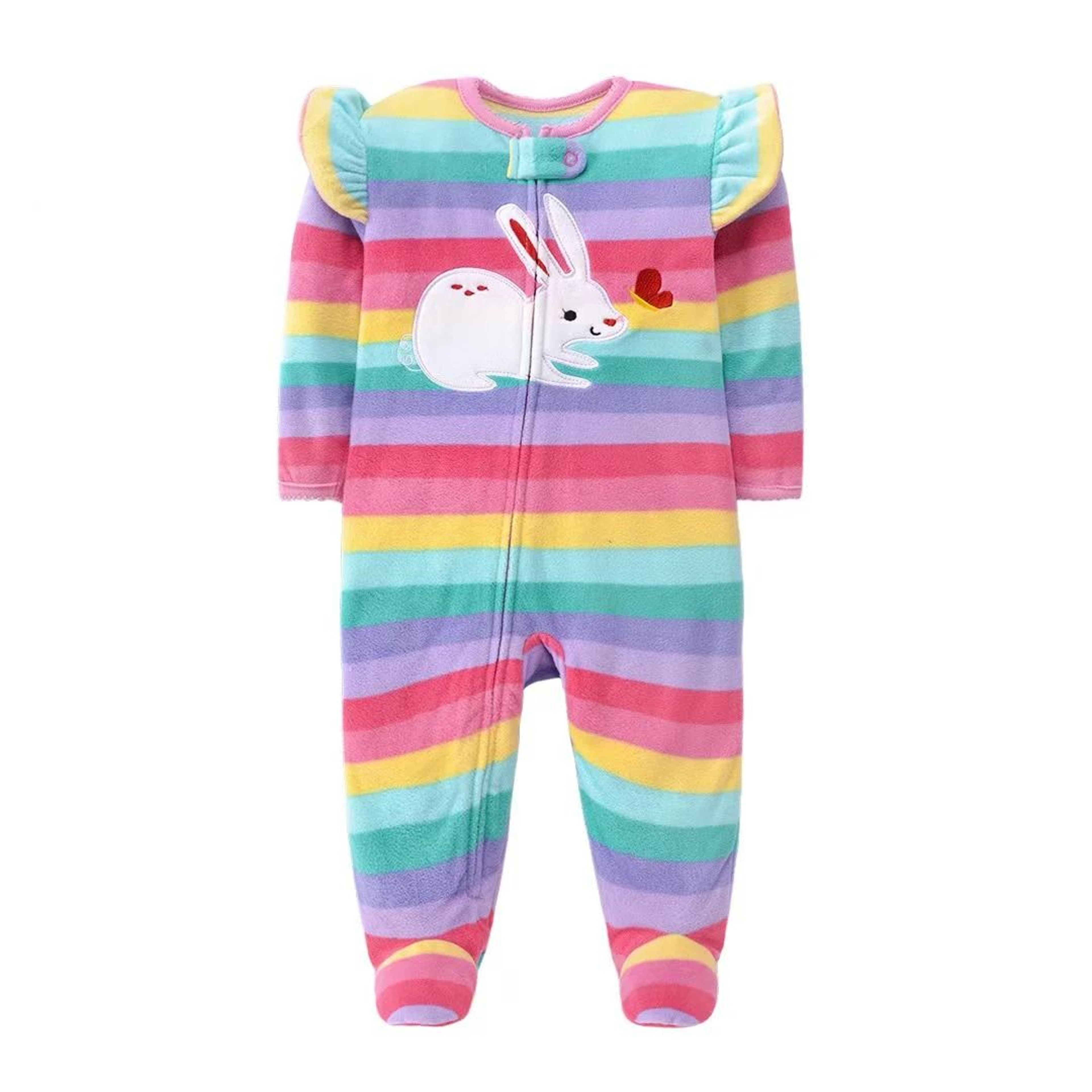 Baby Girl Fleece Zipper Romper Warm Animal Jumpsuit Pajamas 0 To 12 Months 1
