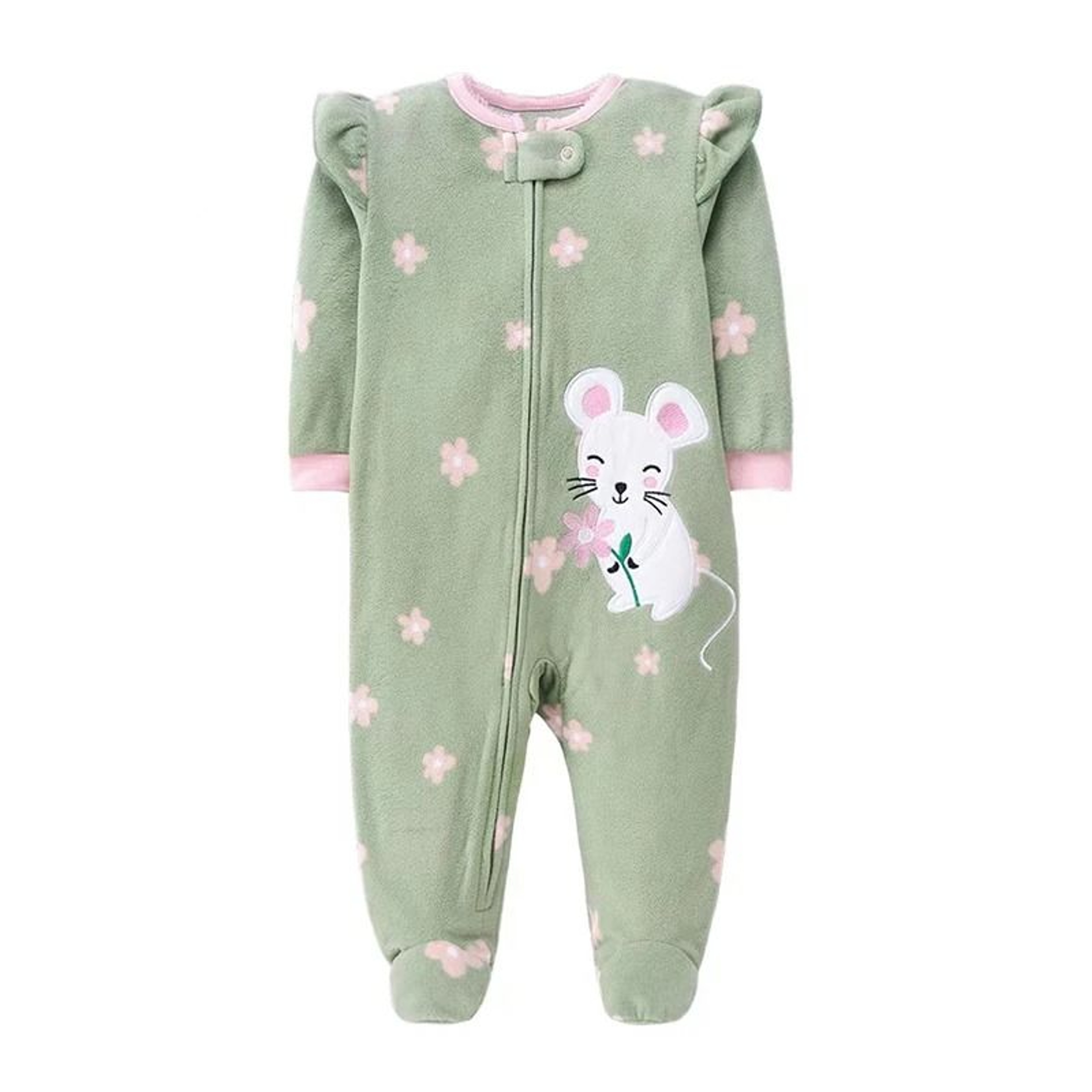 Baby Girl Fleece Zipper Romper Warm Animal Jumpsuit Pajamas 0 To 12 Months 8