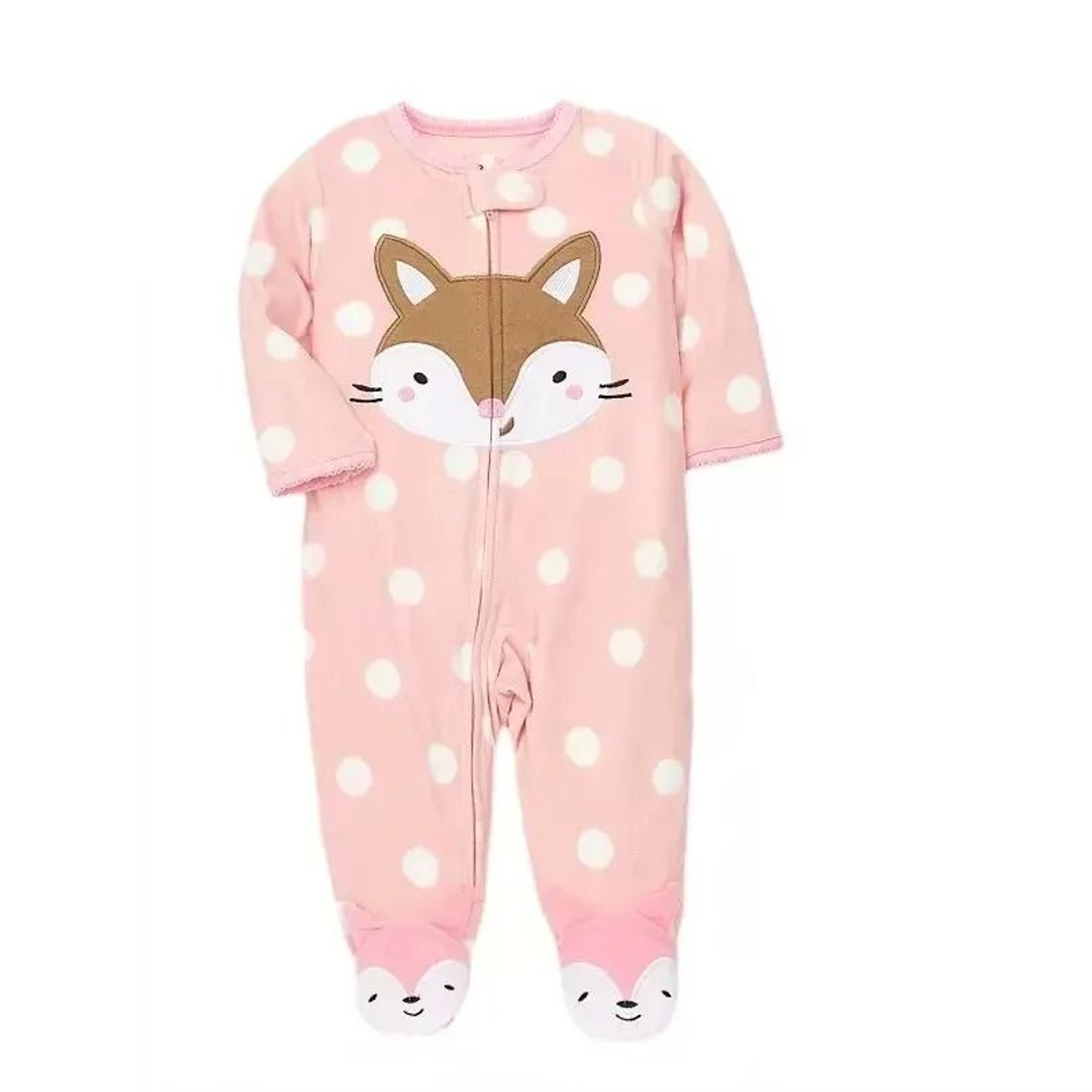 Baby Girl Fleece Zipper Romper Warm Animal Jumpsuit Pajamas 0 To 12 Months 3