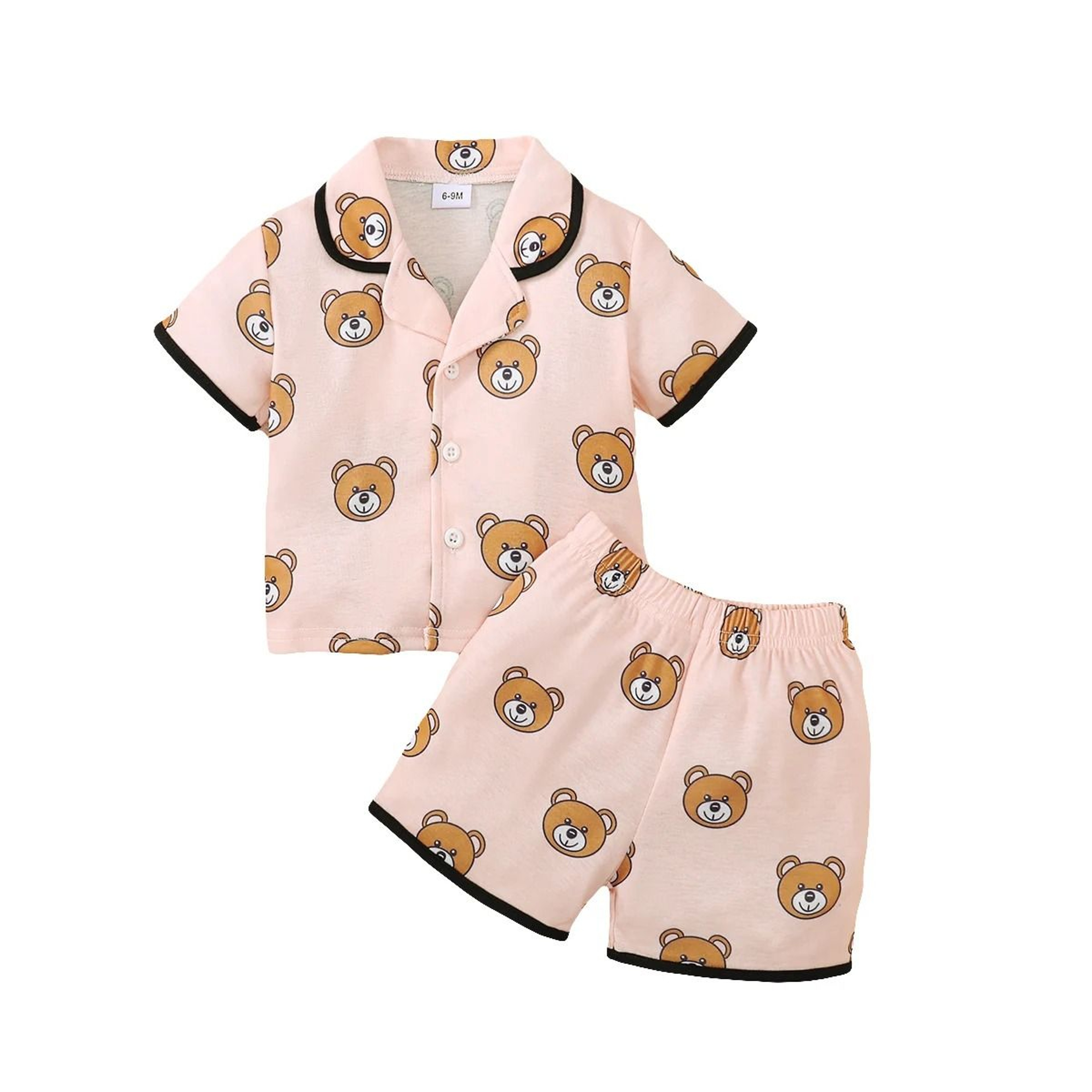 2 PC Baby Cartoon Pajama Set Short Sleeve Top And Shorts Summer Sleepwear 2