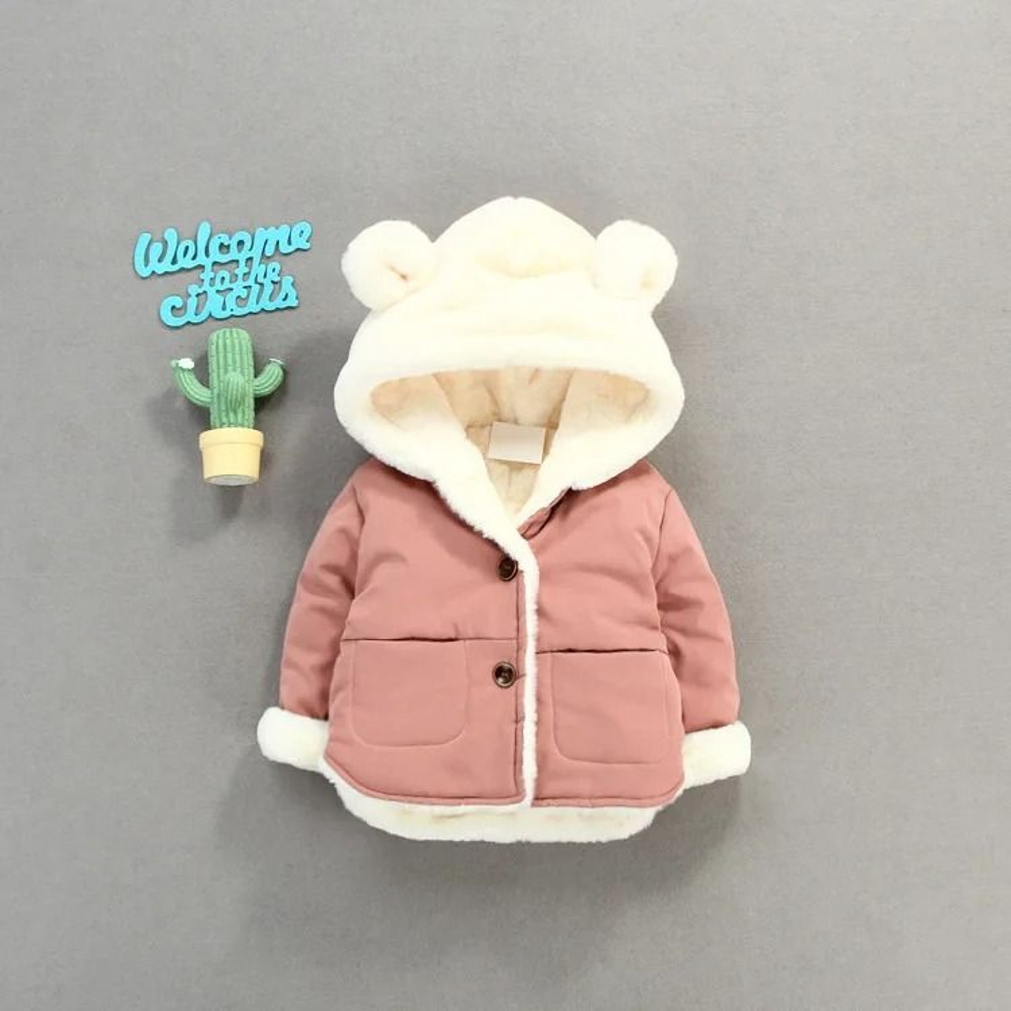 Baby Warm Fleece Hooded Jacket Cartoon Plus Velvet Toddler Winter Coat 3