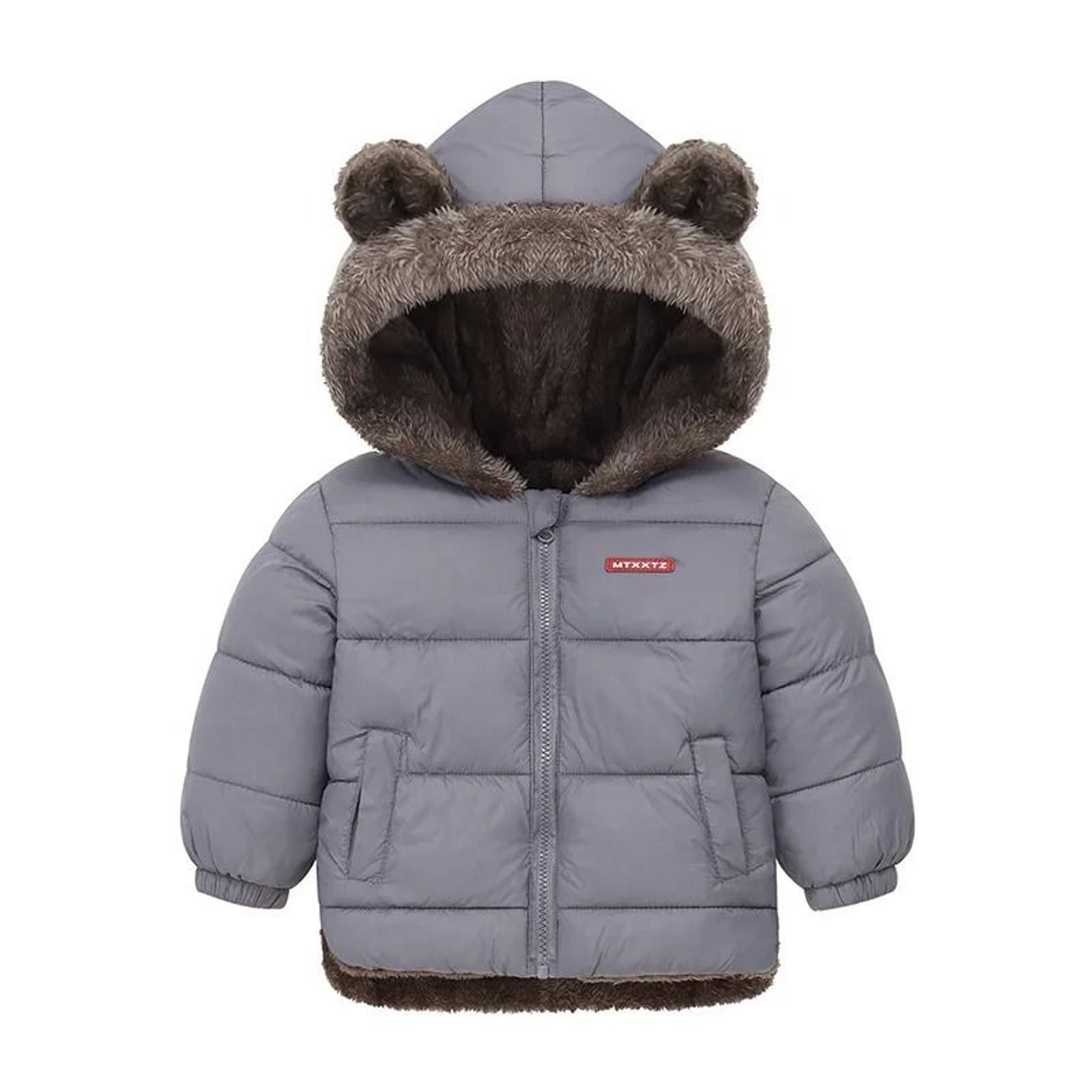 Baby Reversible Winter Fleece Jacket Cartoon Hooded Plus Velvet Coat 4