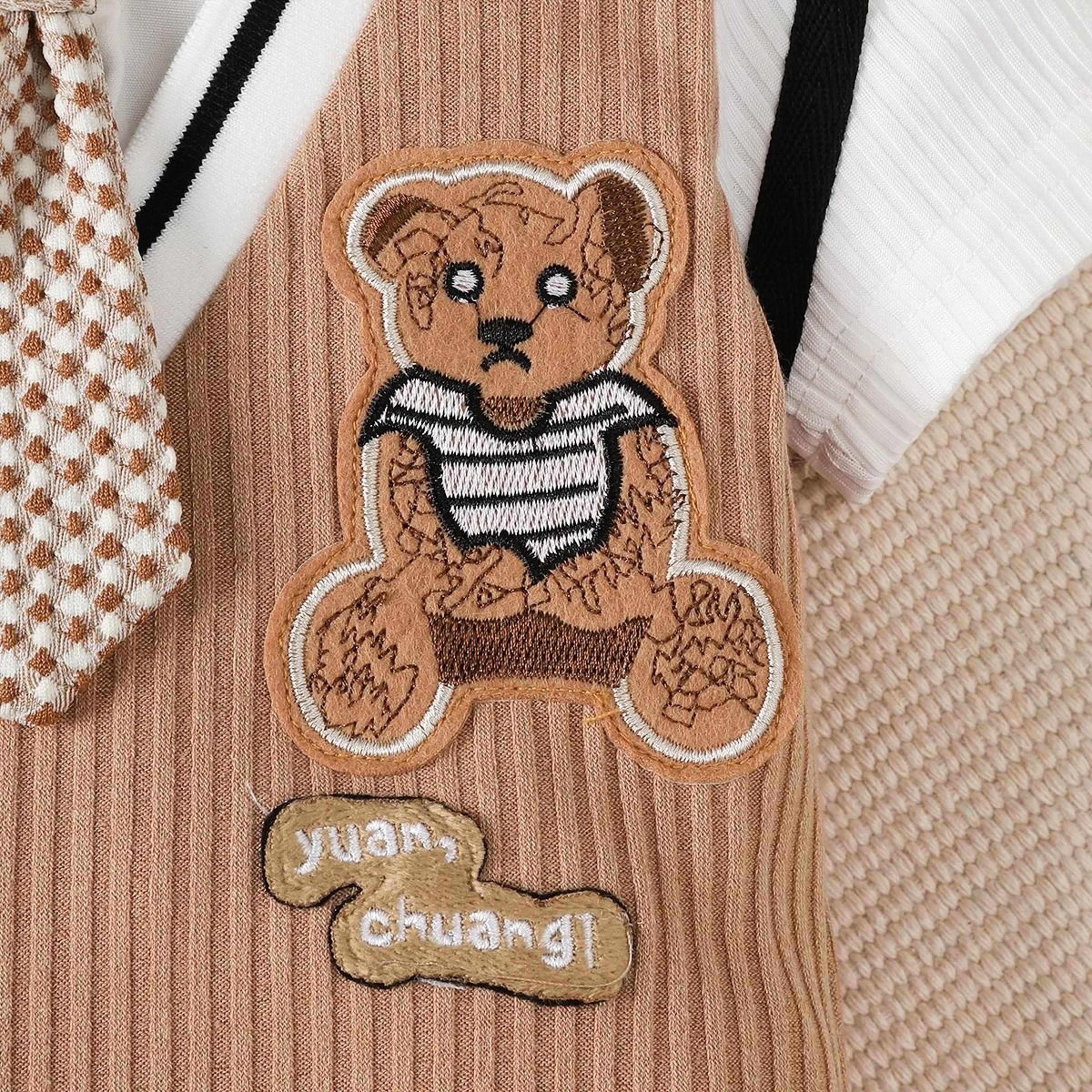Baby Boy Teddy Bear Romper Little Gentleman Birthday Outfit 5