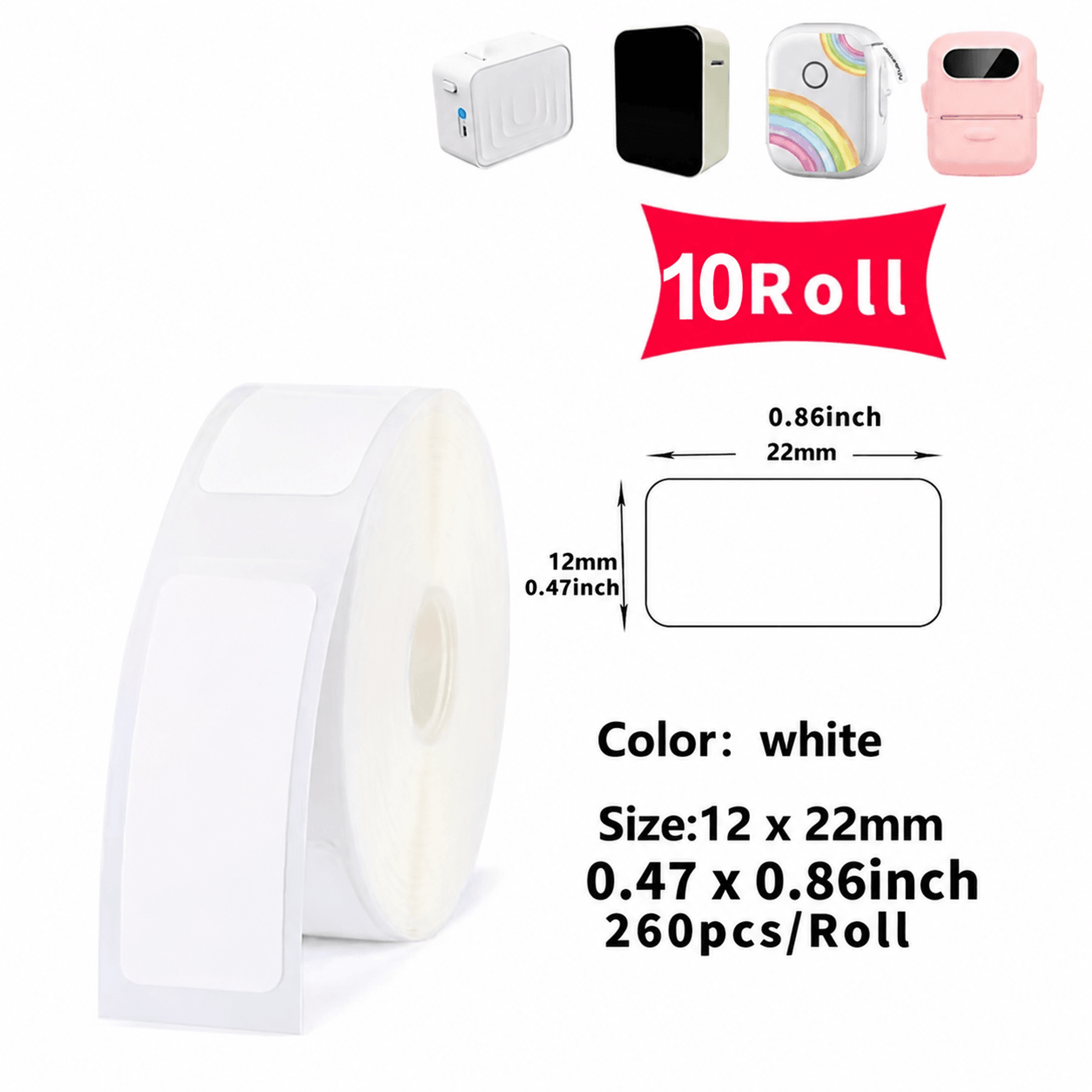 Self Adhesive Thermal Label Stickers Mini Printer Paper Rolls 10