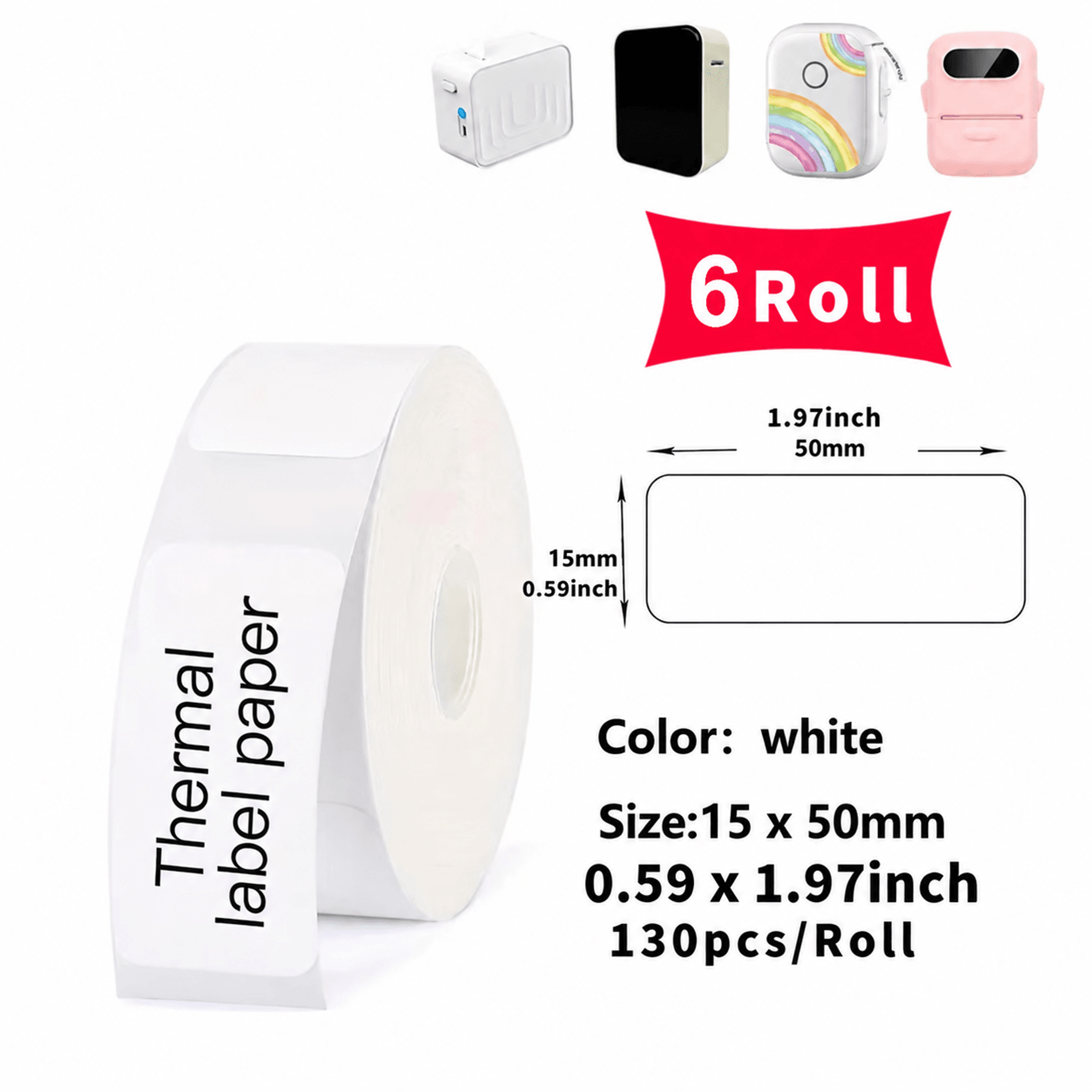 Self Adhesive Thermal Label Stickers Mini Printer Paper Rolls 5