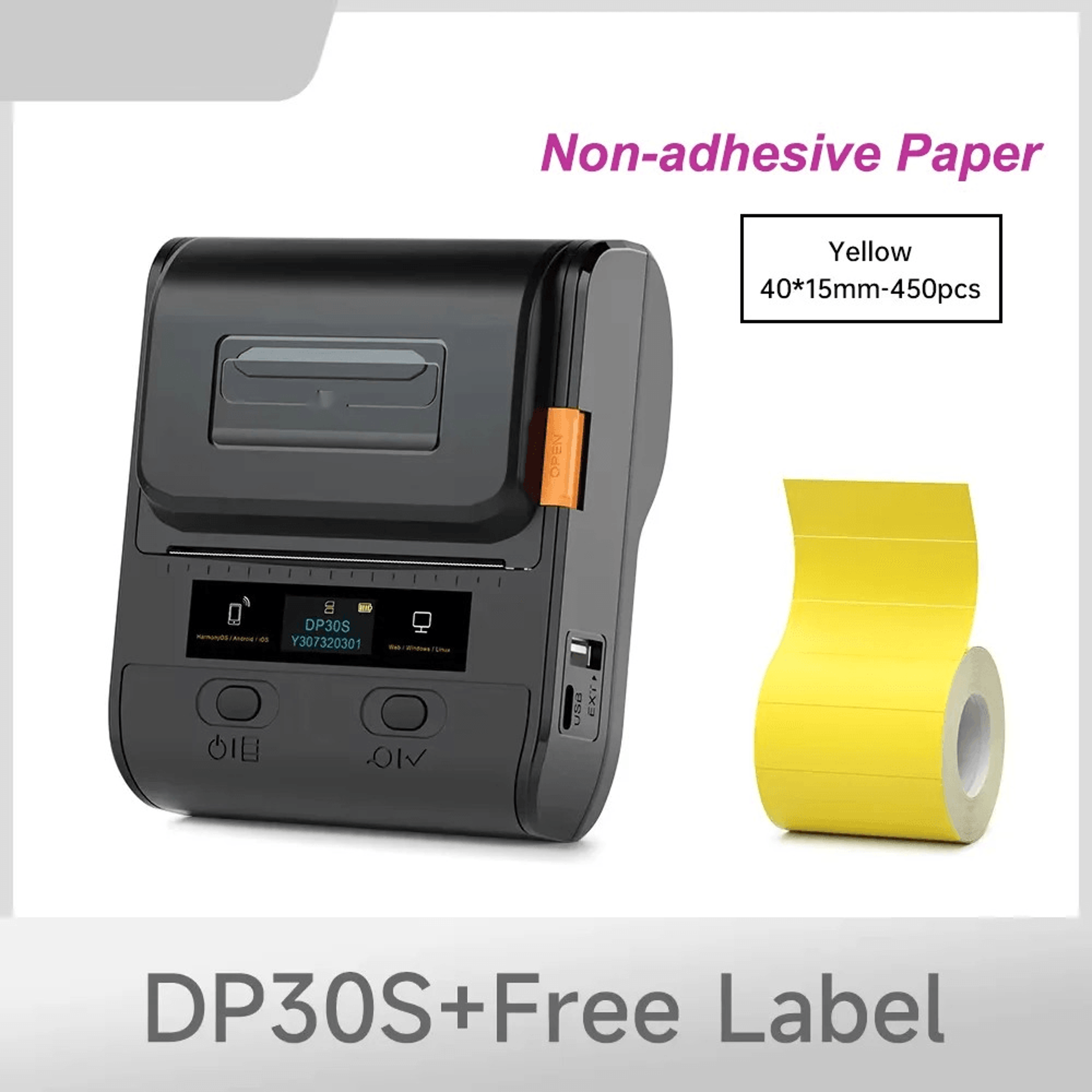Portable DP30S Bluetooth Thermal Label Printer  Wireless Inkless Sticker Maker 1