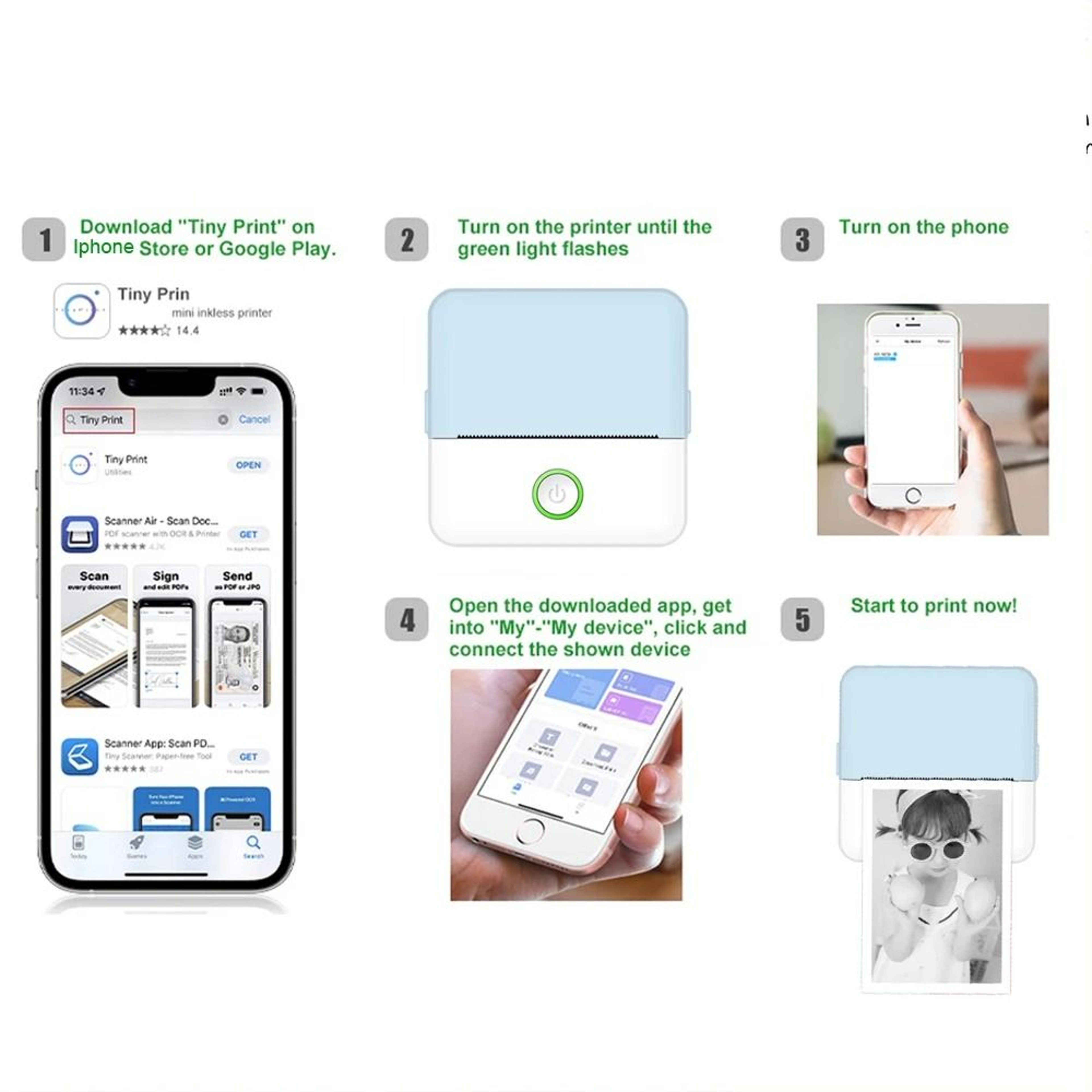 Mini Bluetooth Pocket Printer  Portable Inkless Photo And Sticker Maker 13