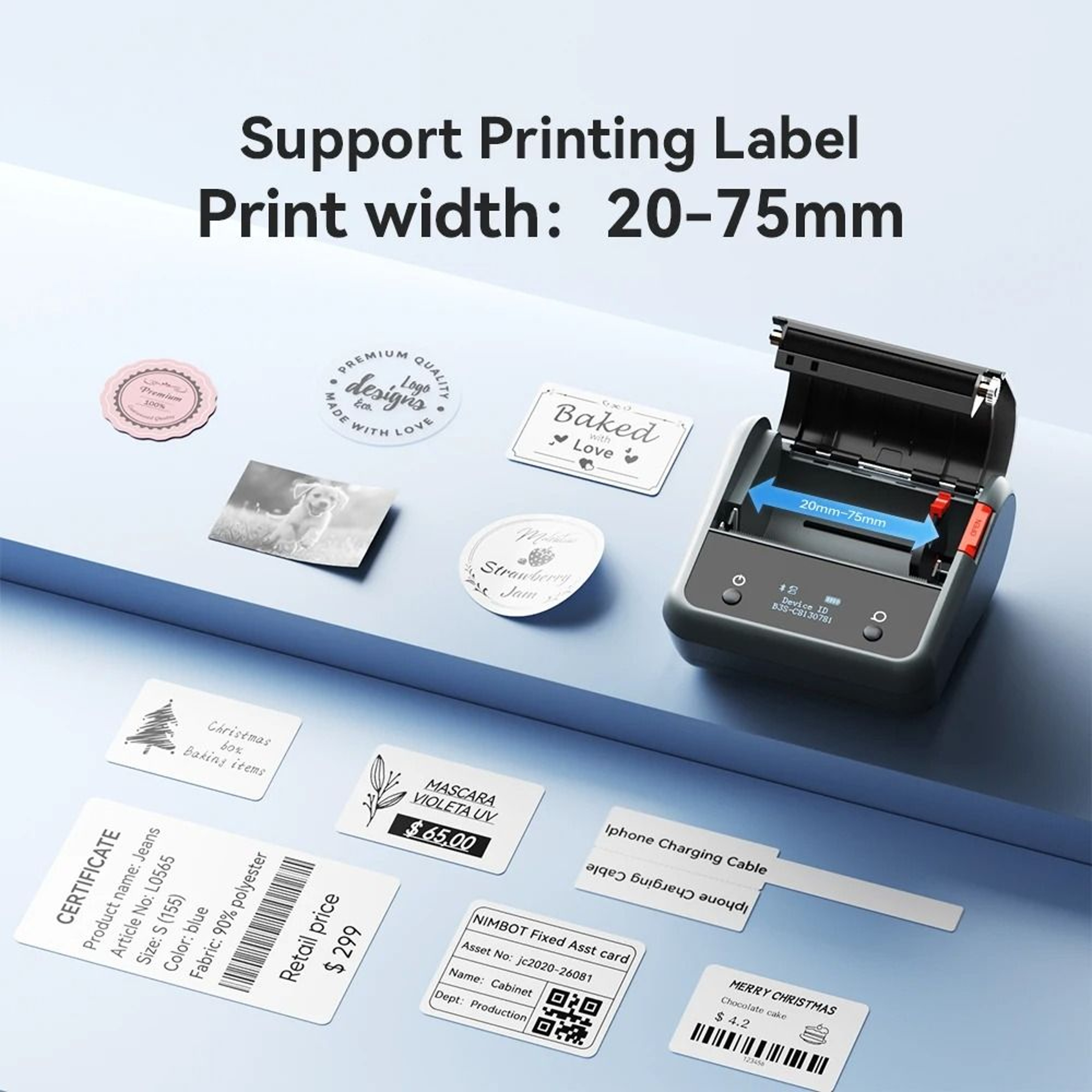 B3S Wireless Bluetooth Label Printer  3 Inch Inkless Barcode Sticker Maker 16