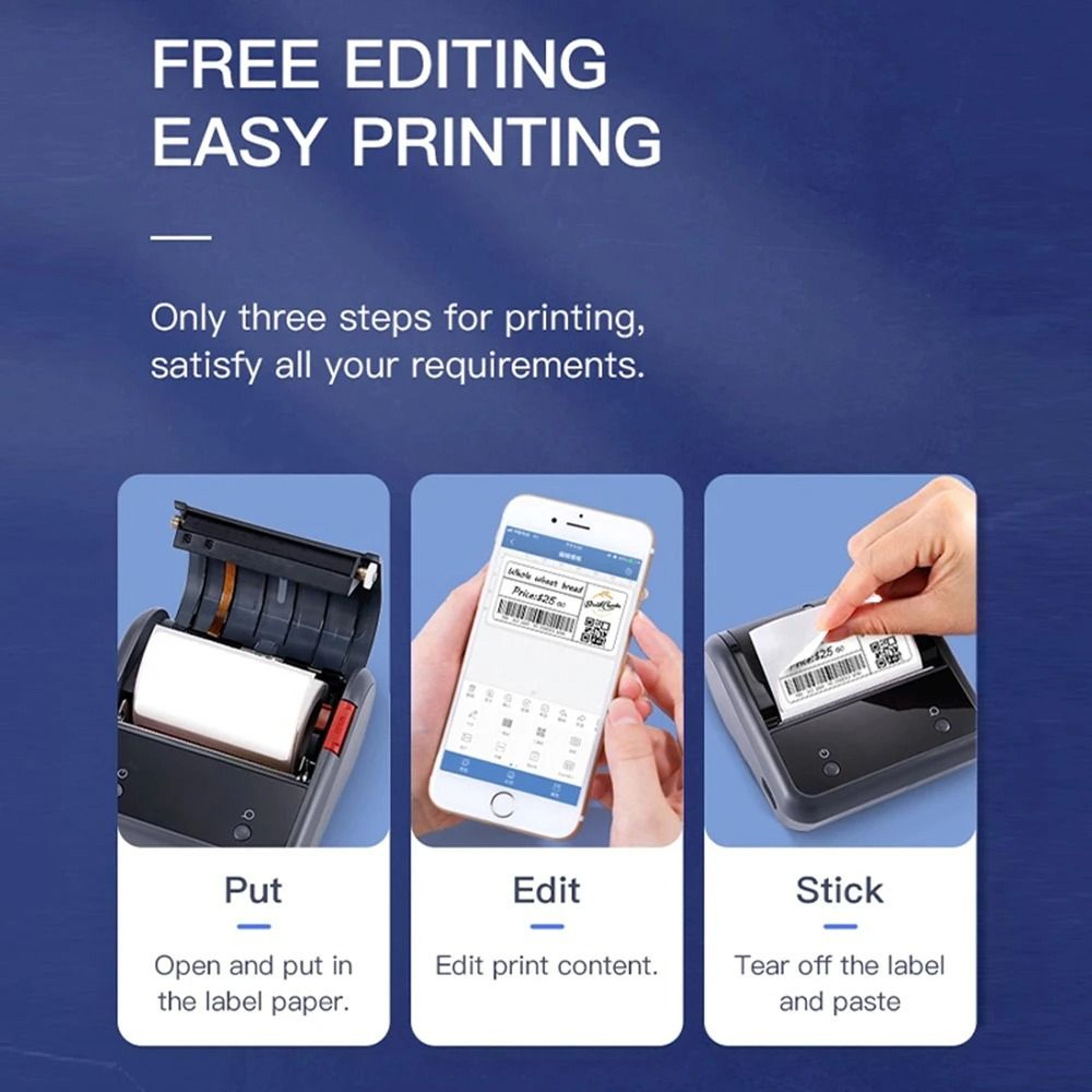 B3S Wireless Bluetooth Label Printer  3 Inch Inkless Barcode Sticker Maker 17