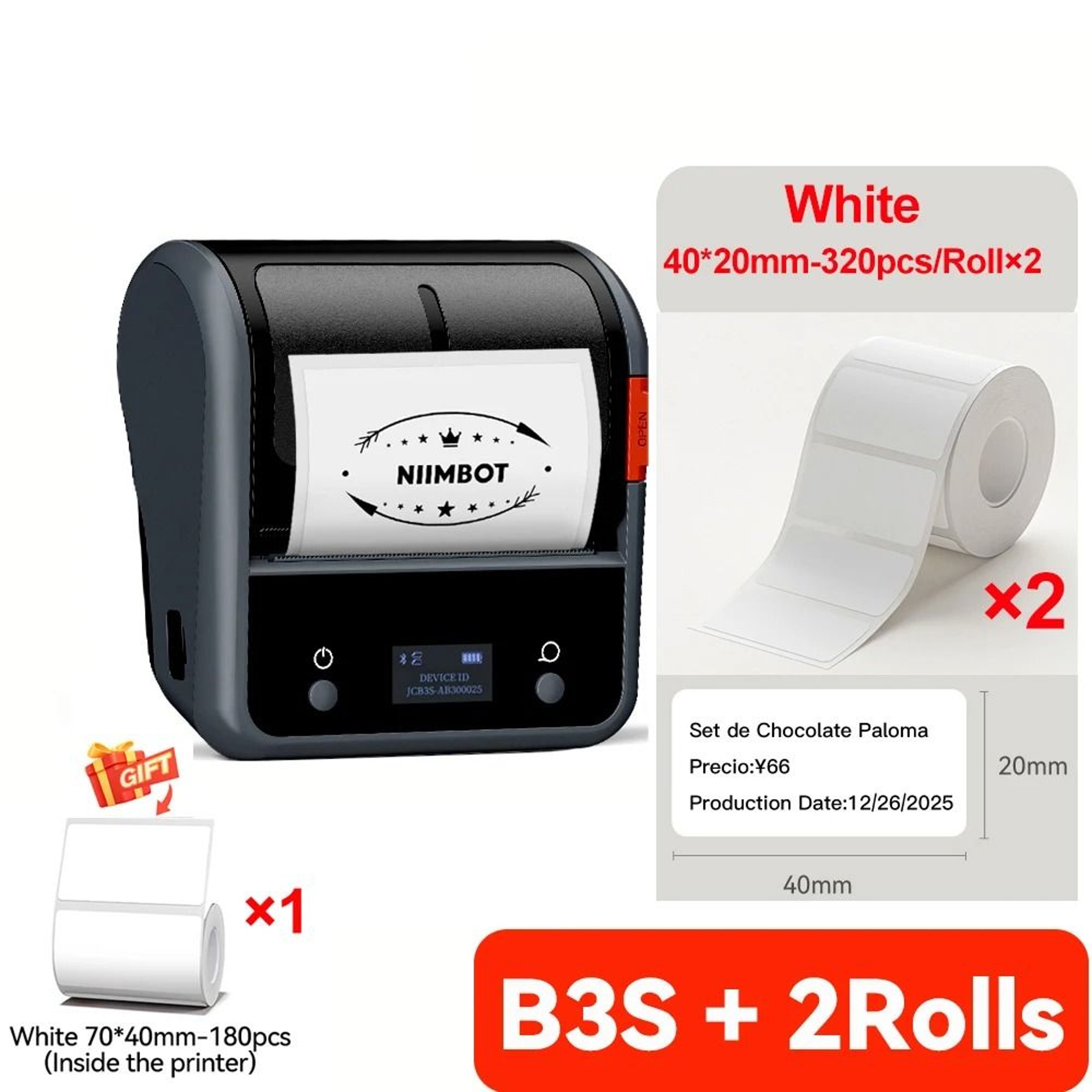 B3S Wireless Bluetooth Label Printer  3 Inch Inkless Barcode Sticker Maker 2
