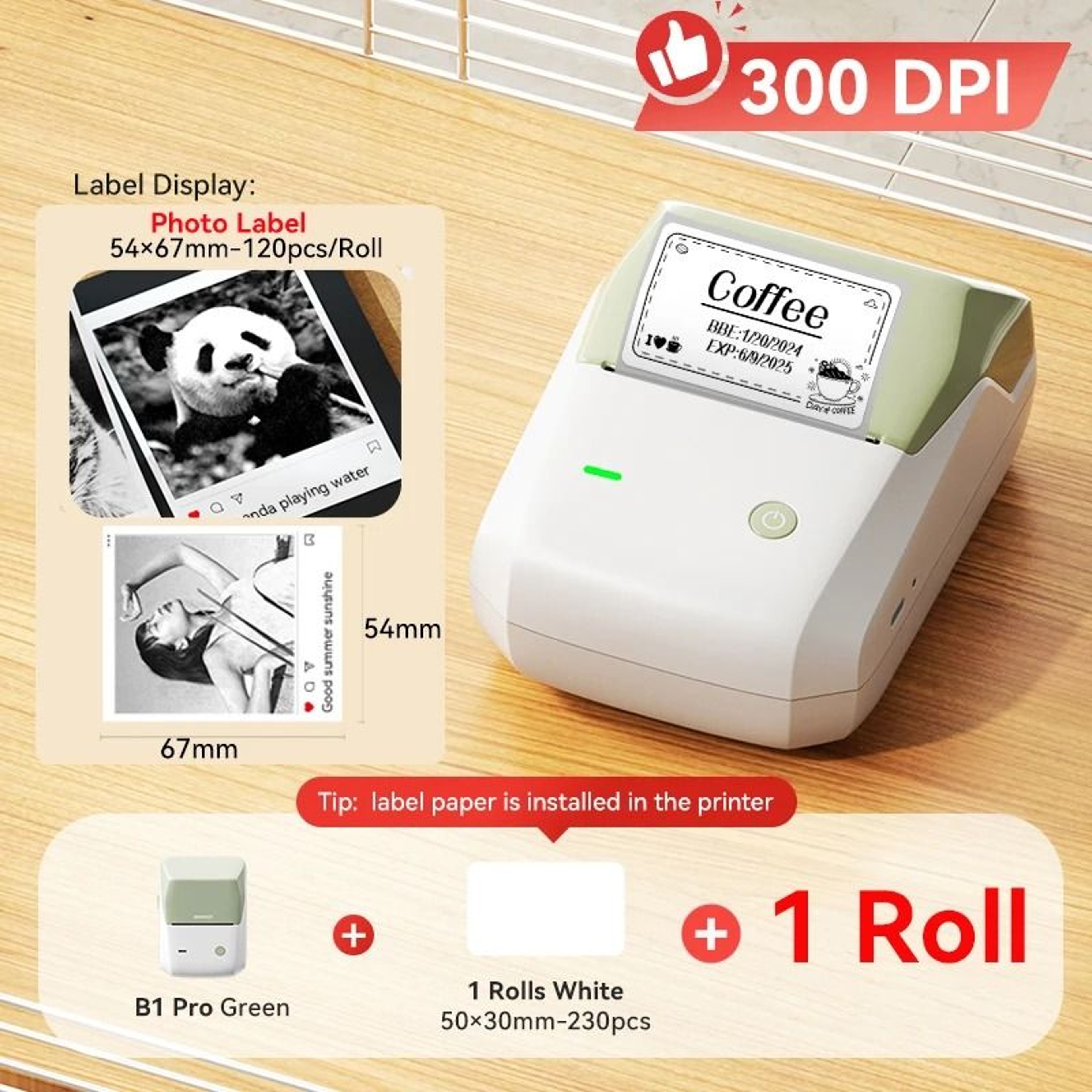 B1 Pro 300 DPI Bluetooth Label Printer  Dual Color Inkless Sticker Maker 5