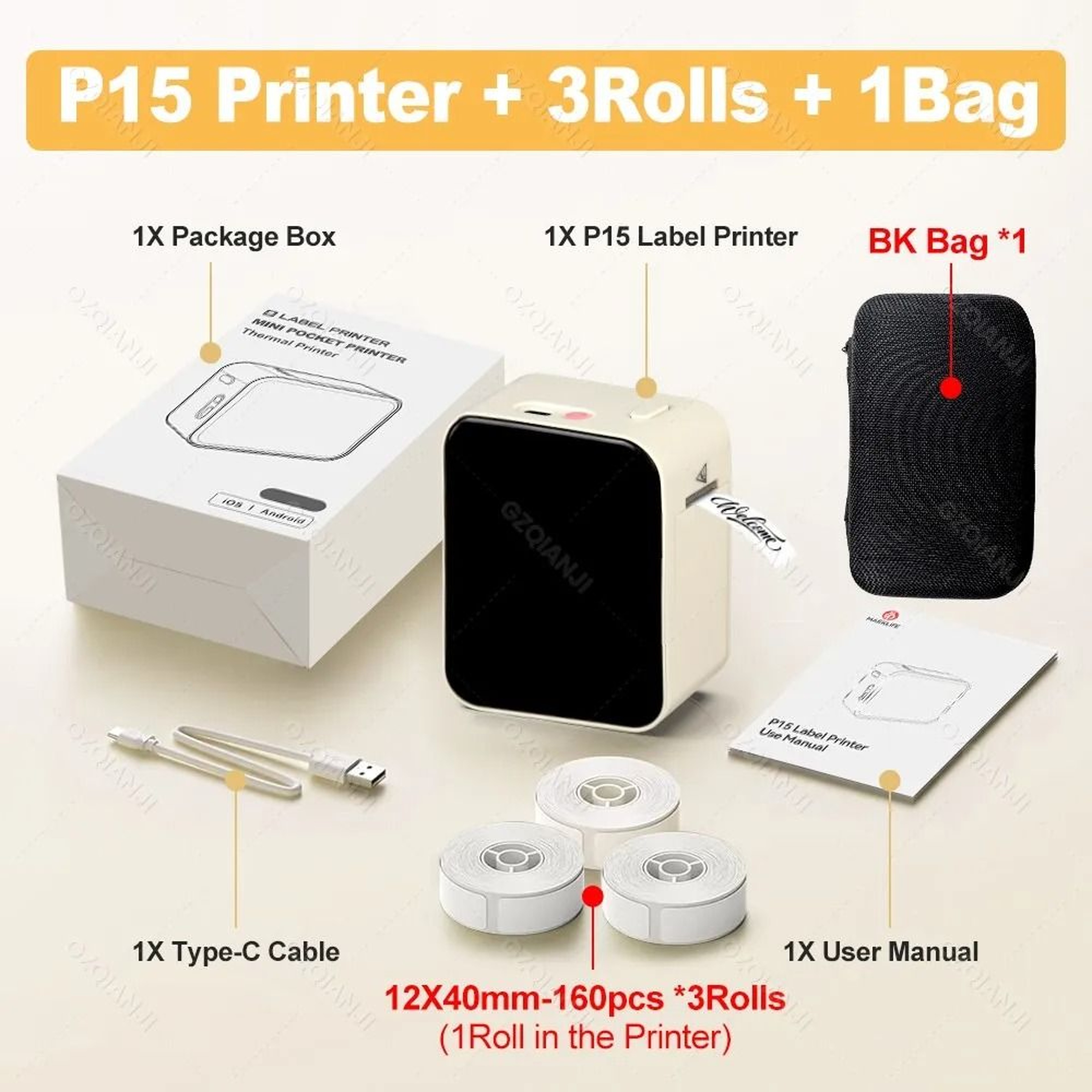 P15 Mini Bluetooth Label Maker  Portable Wireless Inkless Sticker Printer 7