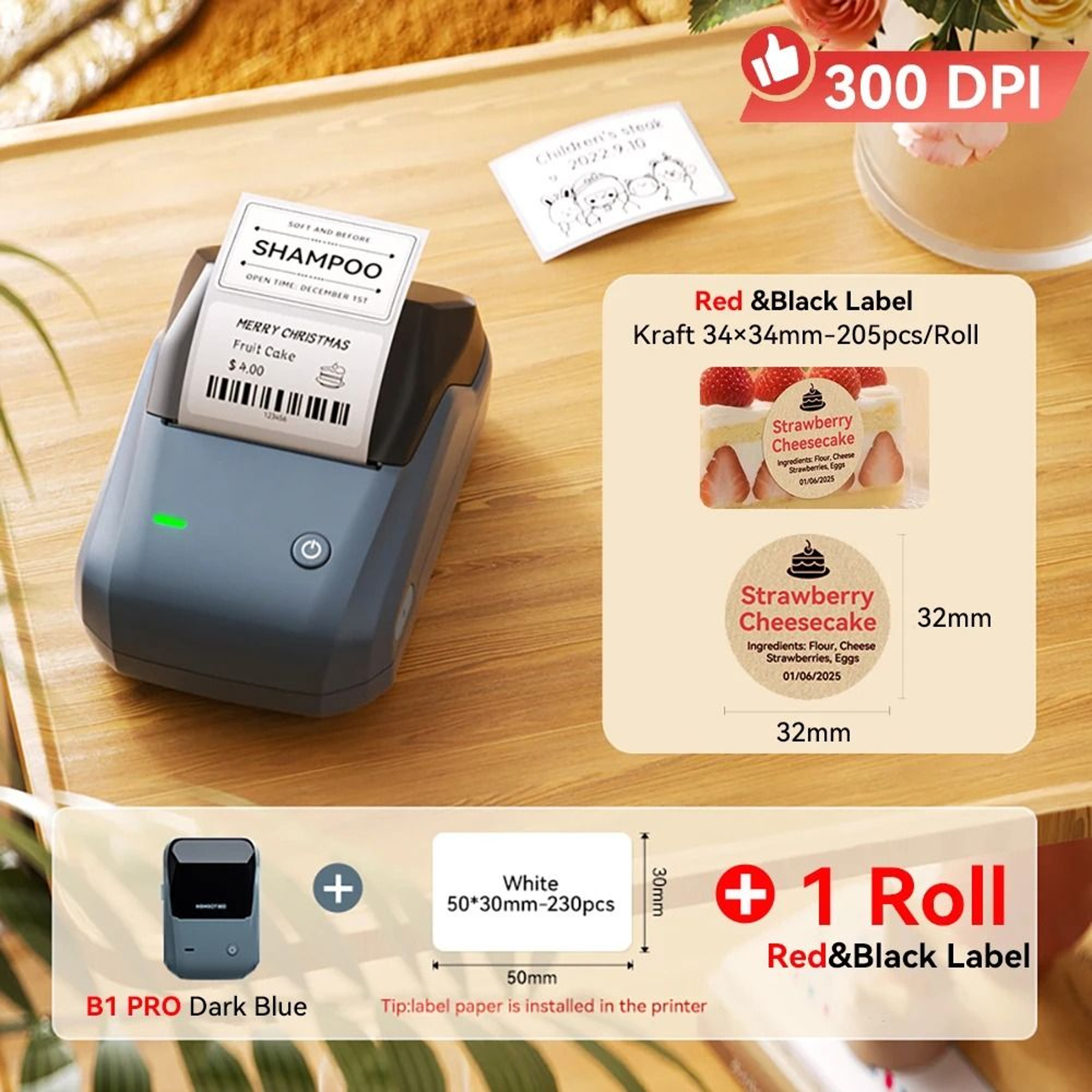 B1 Pro 300 DPI Bluetooth Label Printer  Dual Color Thermal Sticker Maker 4