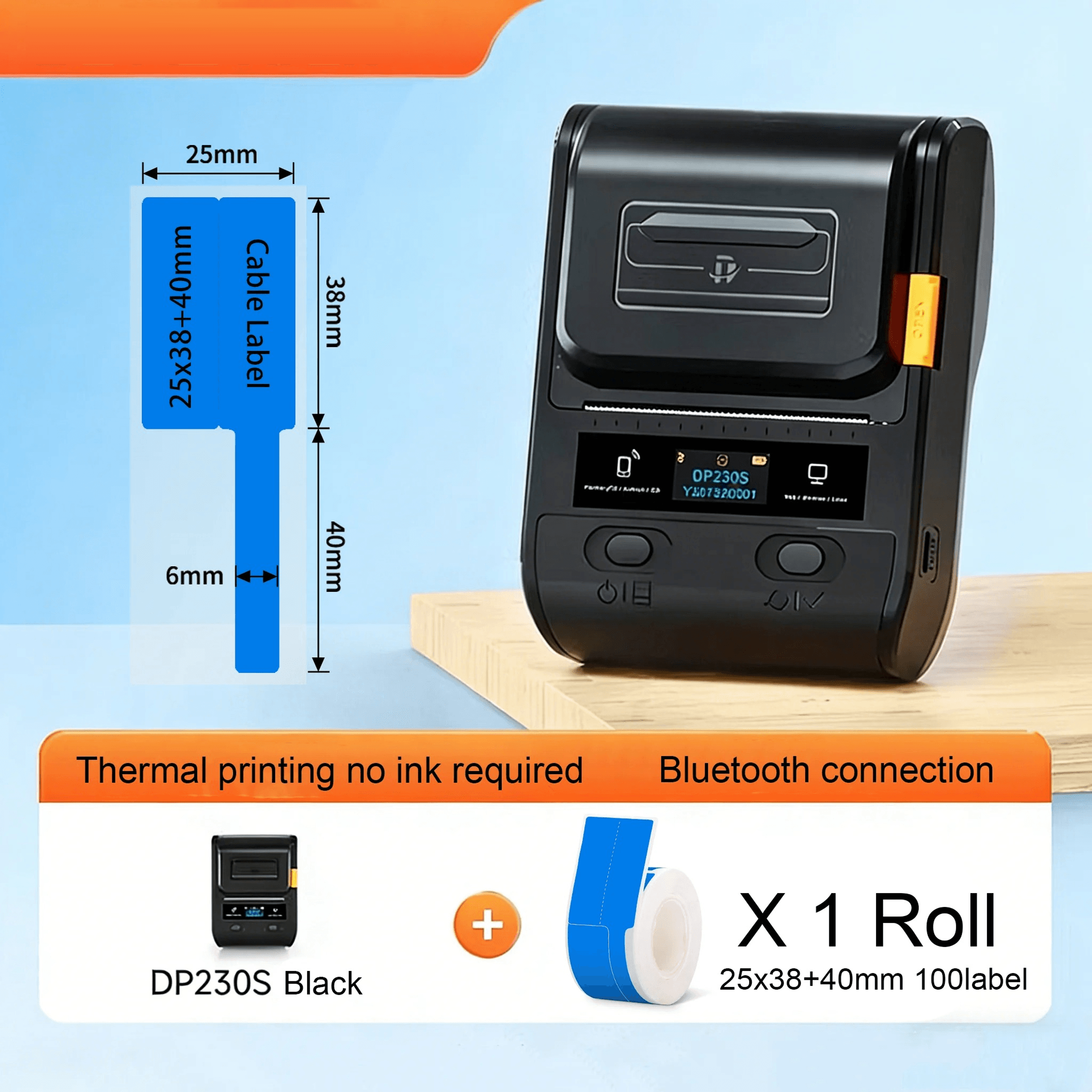 Portable Bluetooth Thermal Label Printer  64mm Cable And Barcode Sticker Maker 15