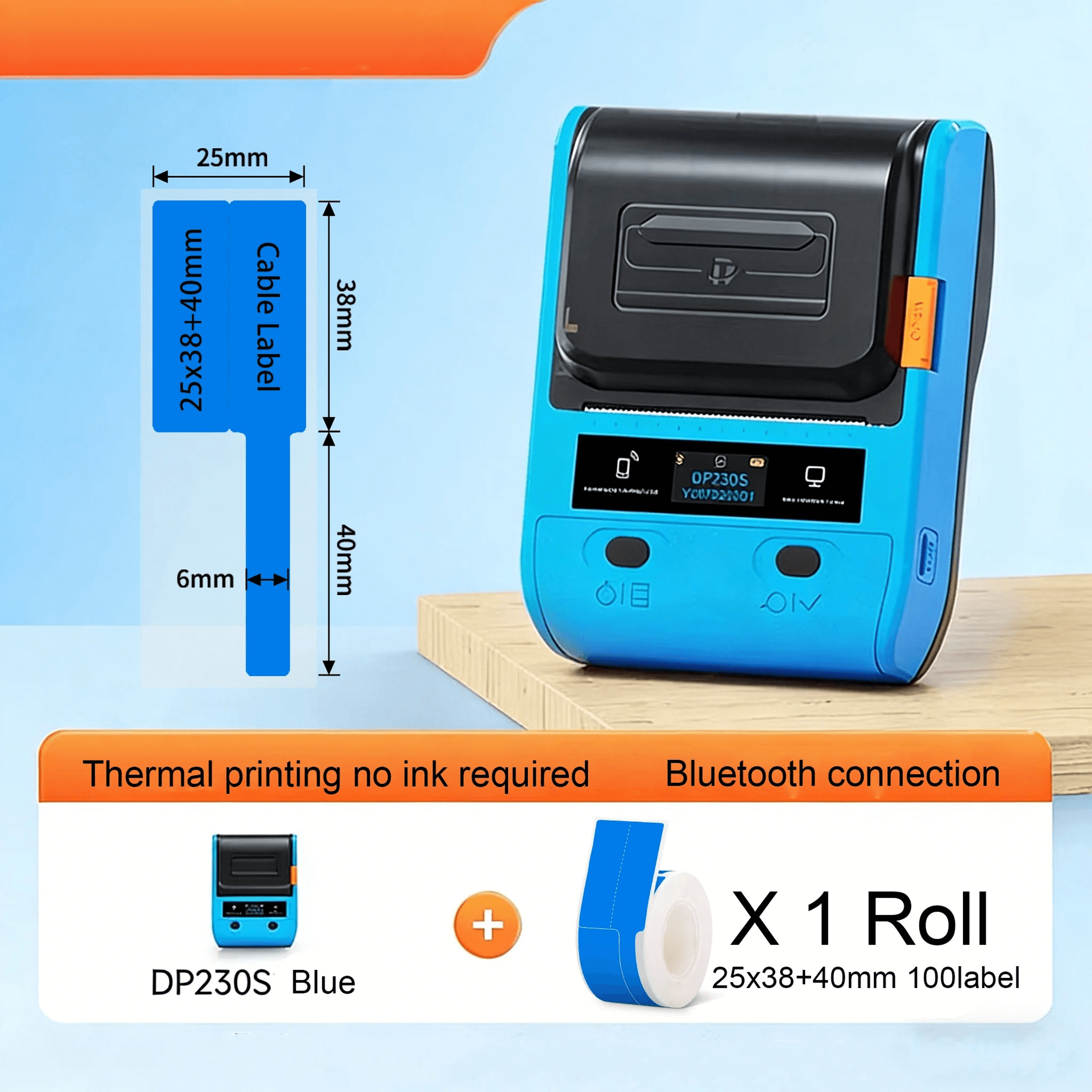 Portable Bluetooth Thermal Label Printer  64mm Cable And Barcode Sticker Maker 5