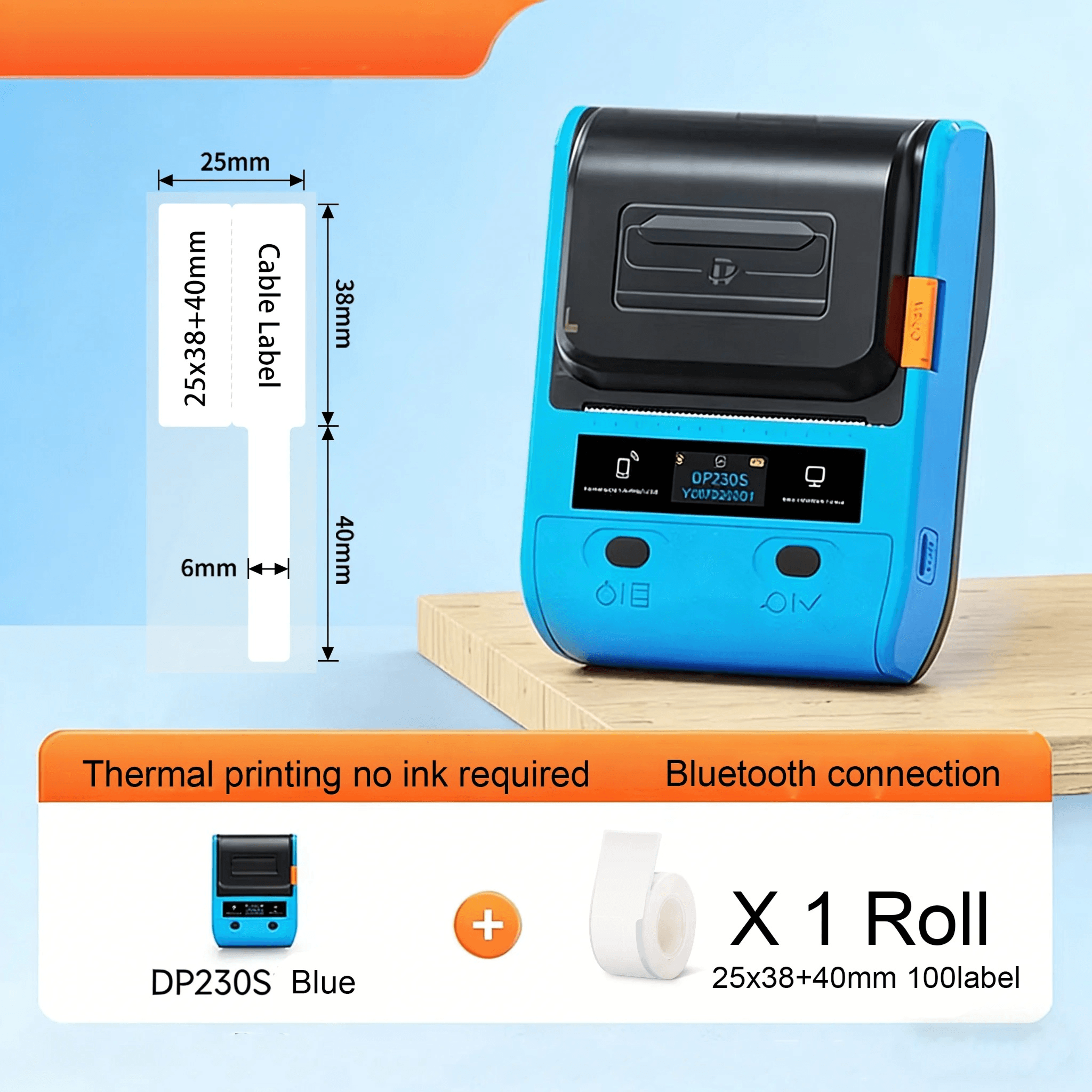 Portable Bluetooth Thermal Label Printer  64mm Cable And Barcode Sticker Maker 8