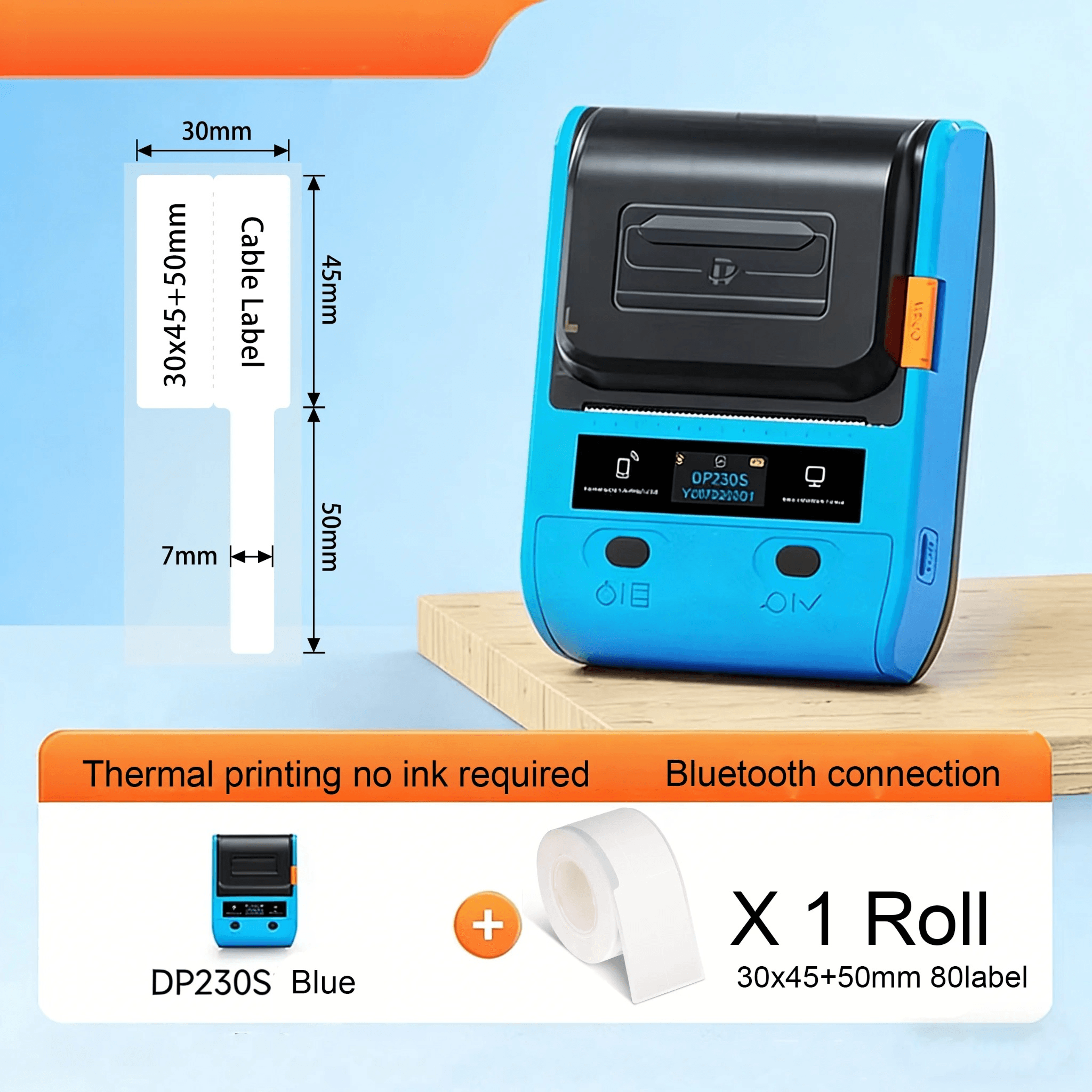 Portable Bluetooth Thermal Label Printer  64mm Cable And Barcode Sticker Maker 3