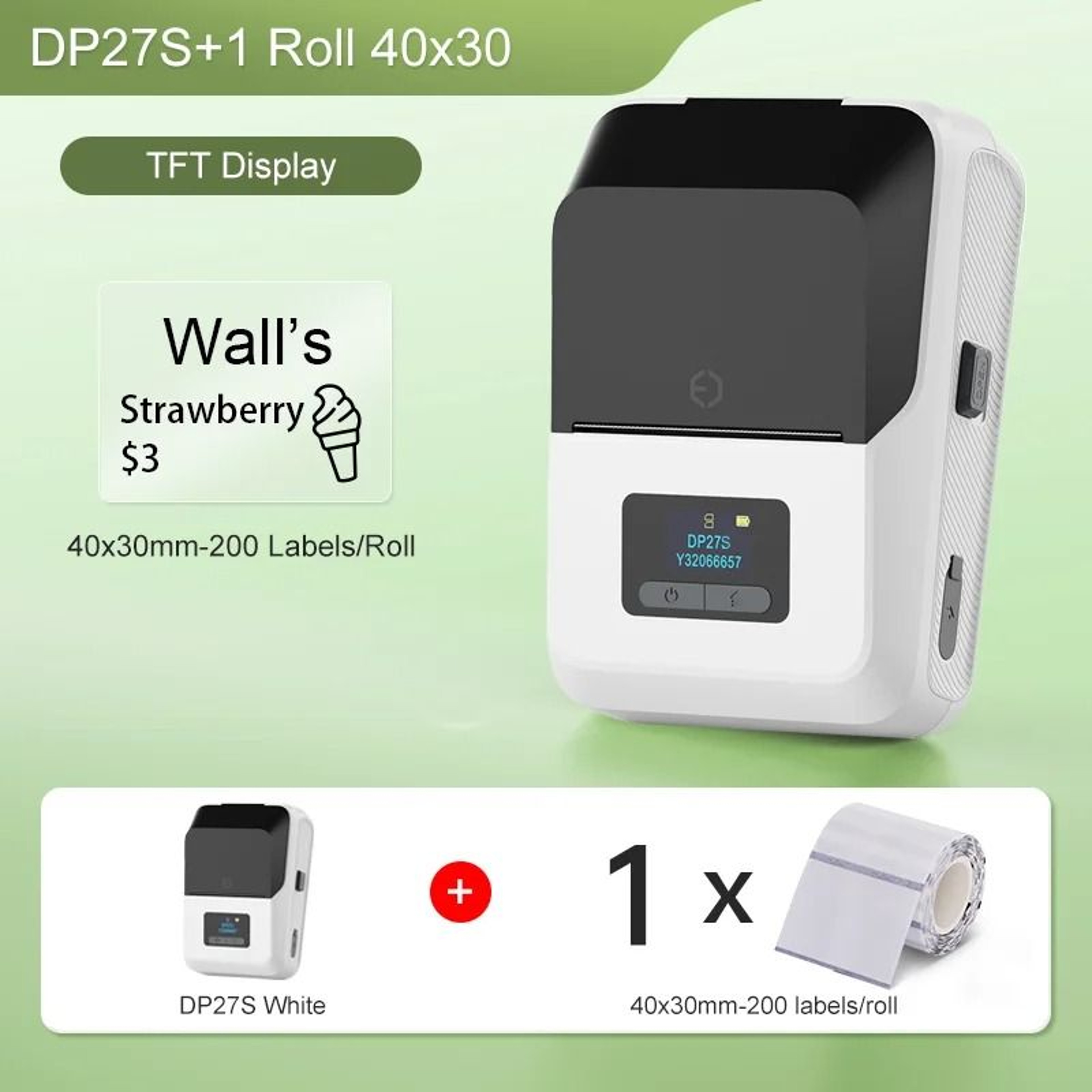 DP27S Mini Bluetooth Thermal Label Printer  2 Inch Wireless Cable Sticker Maker 5