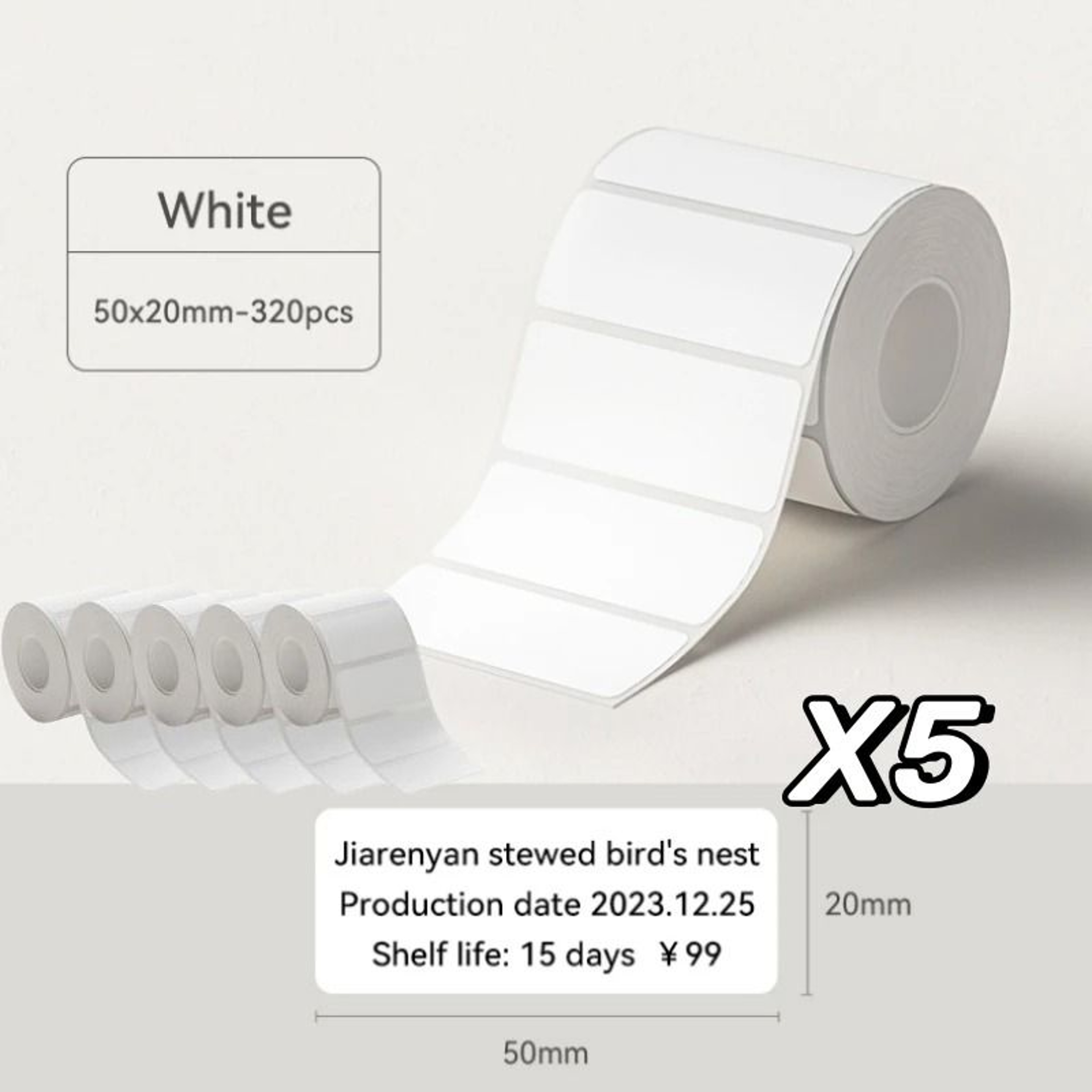 White Thermal Label Sticker Rolls  Self Adhesive Printable Printer Labels 2050mm 12