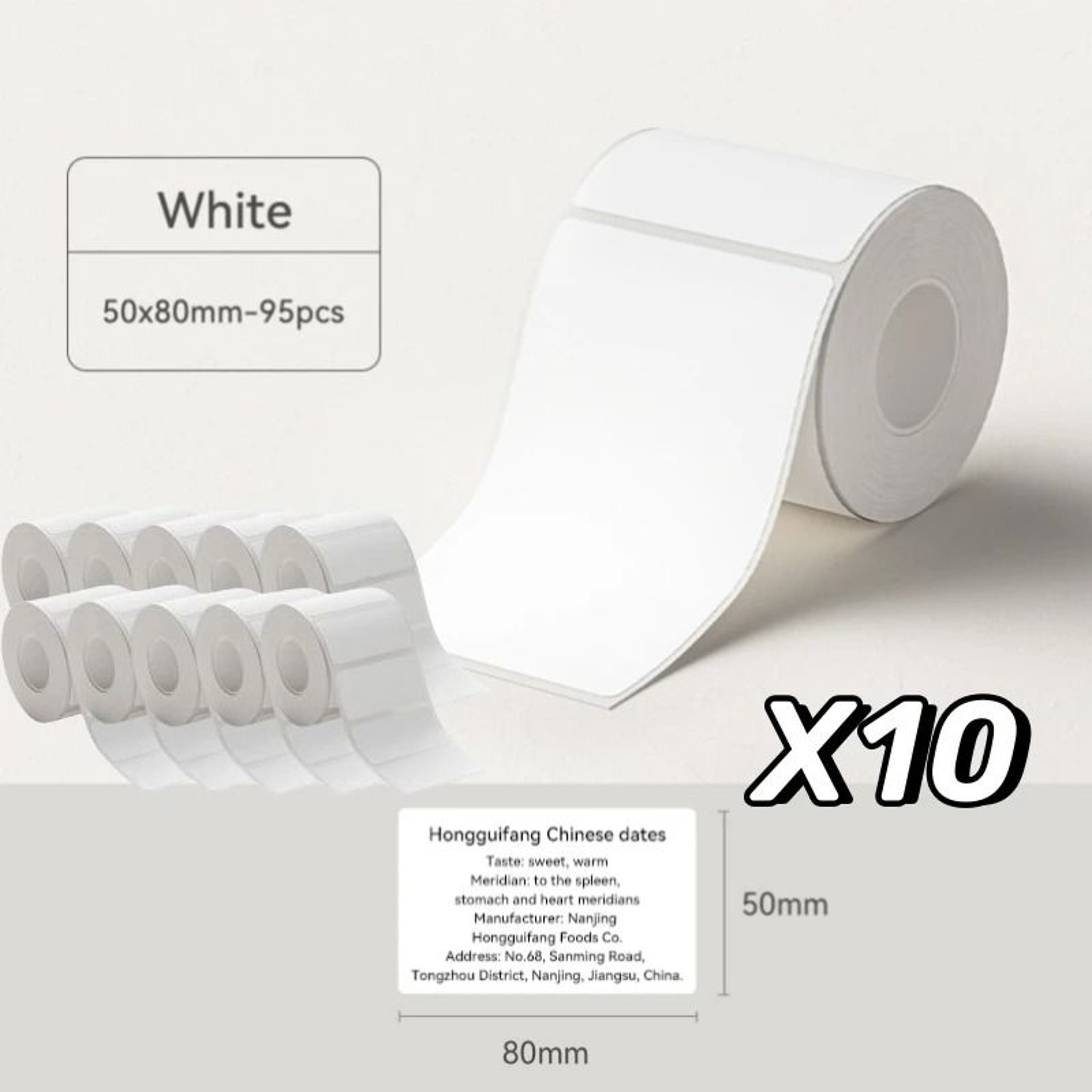 White Thermal Label Sticker Rolls  Self Adhesive Printable Printer Labels 2050mm 21