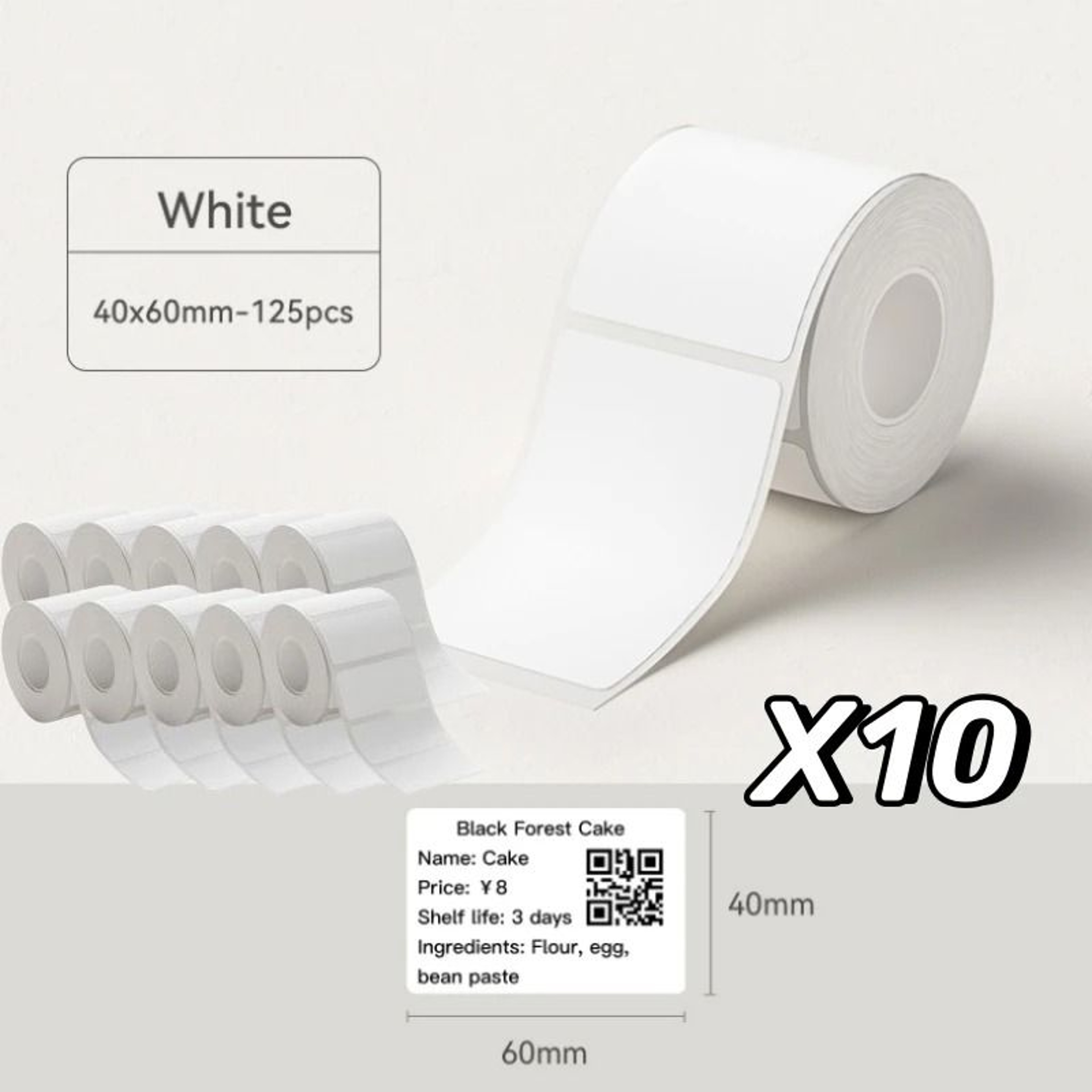White Thermal Label Sticker Rolls  Self Adhesive Printable Printer Labels 2050mm 22