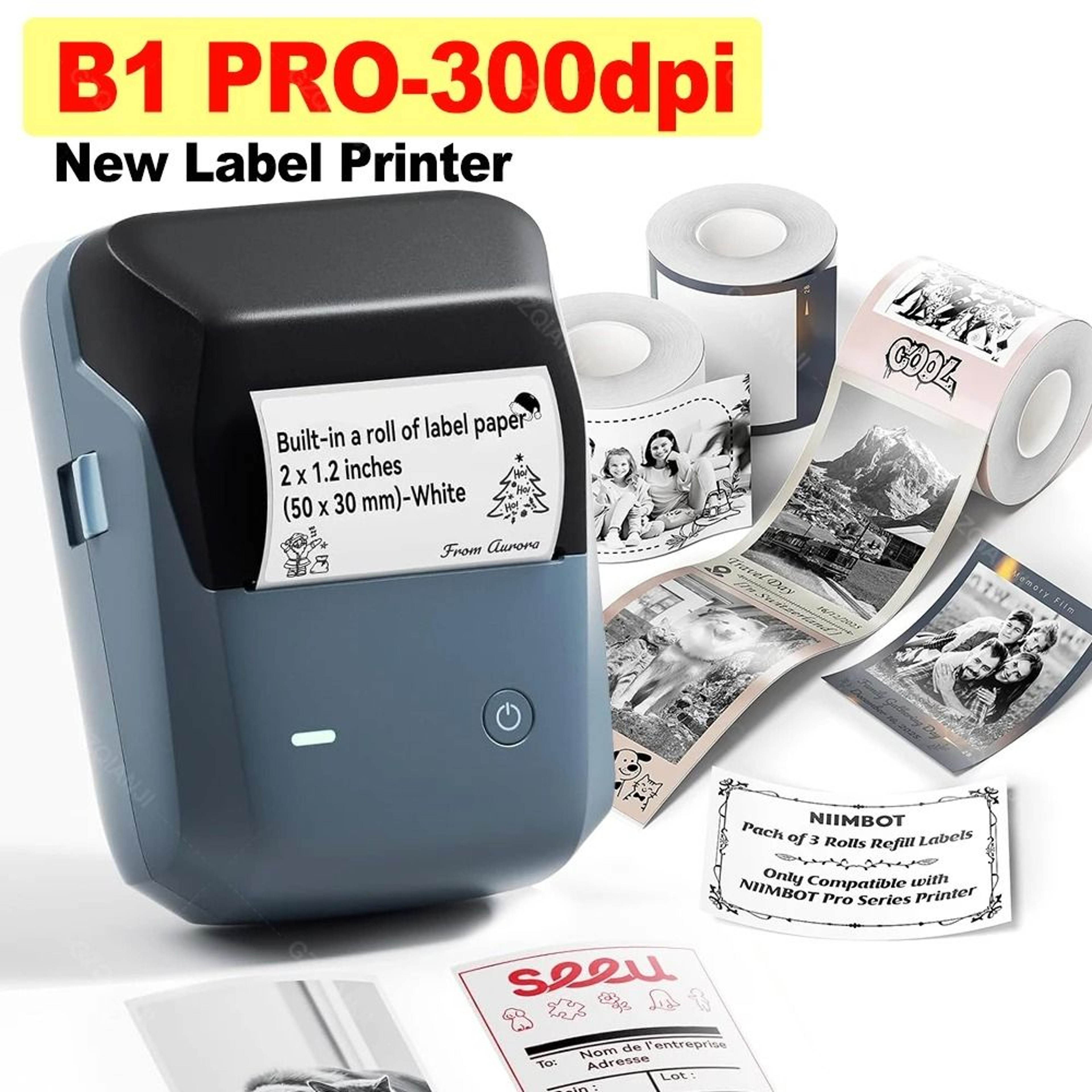 300 DPI Wireless Bluetooth Label Printer  Portable Inkless Sticker Maker 0
