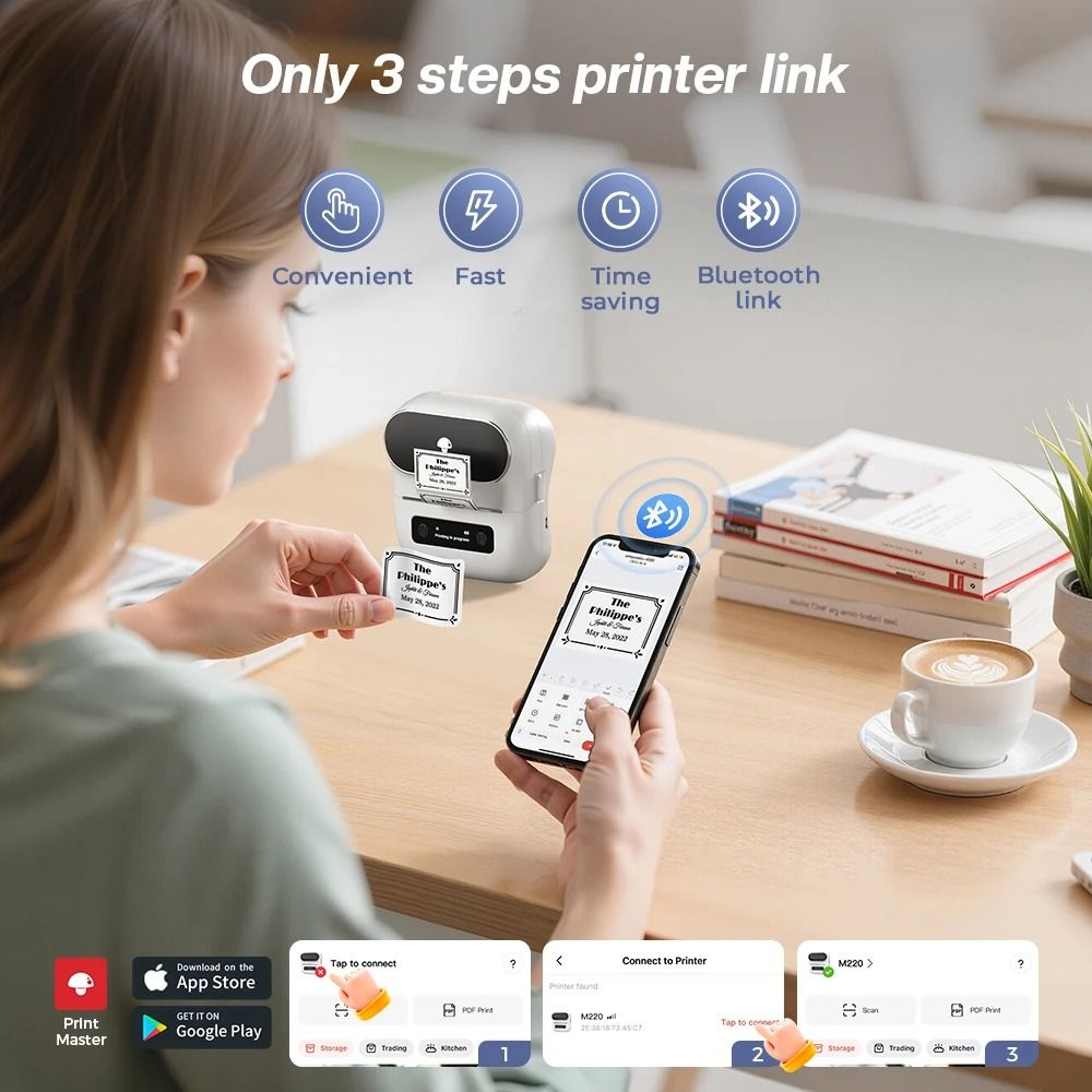 M220 Wireless Bluetooth Label Printer  Portable Inkless Barcode And Sticker Maker 8