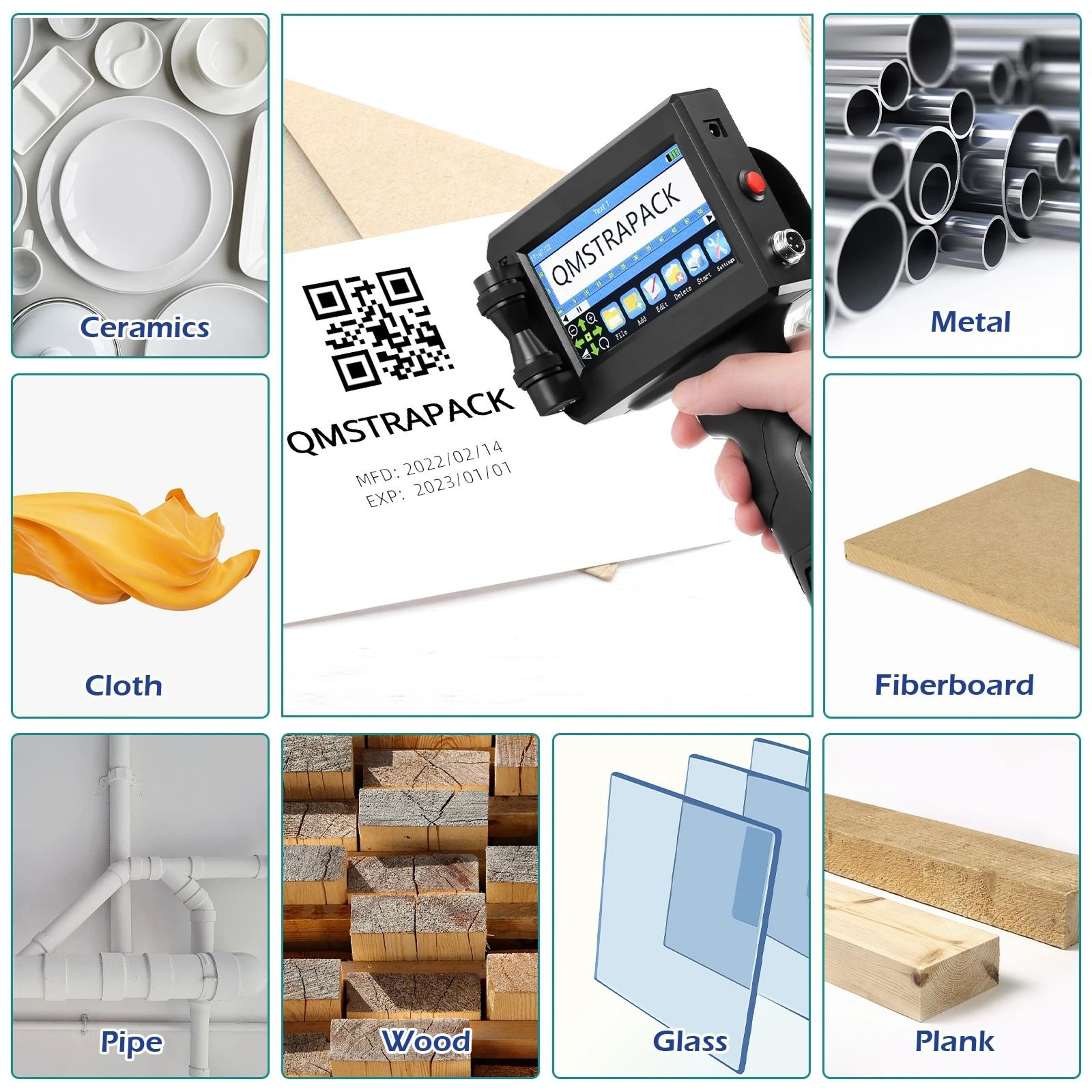 Portable Handheld Inkjet Printer  127mm Date Coding And Barcode Printing Machine 7