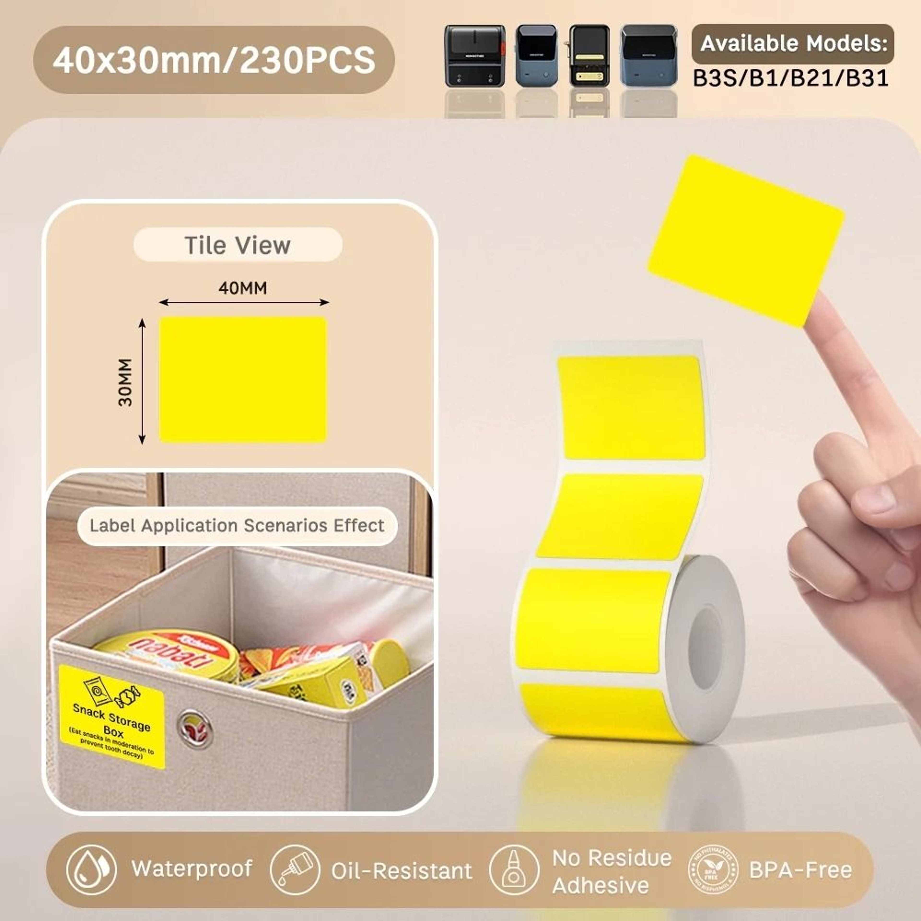 Waterproof Thermal Label Sticker Rolls  Self Adhesive Printer Paper Refills 10