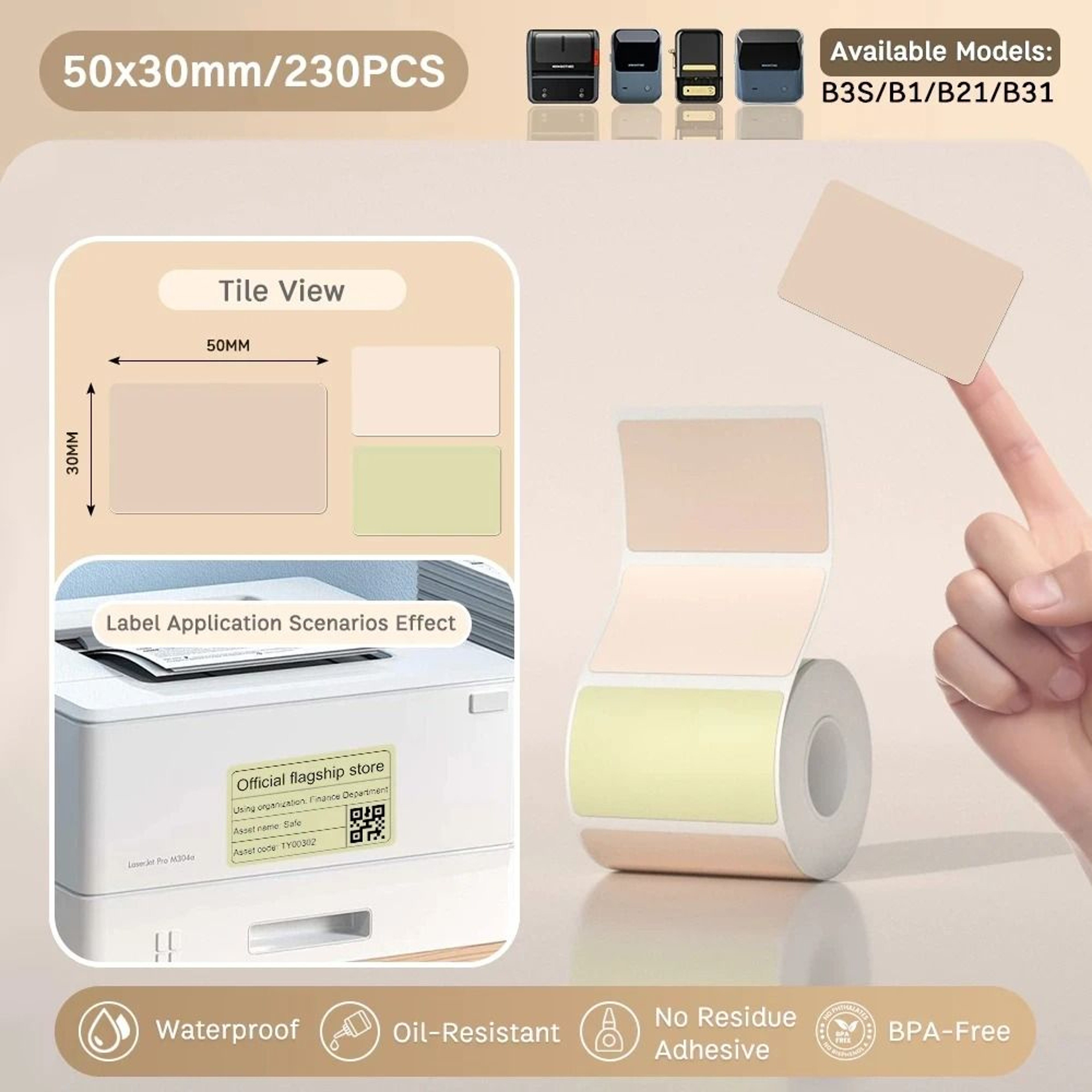 Waterproof Thermal Label Sticker Rolls  Self Adhesive Printer Paper Refills 4