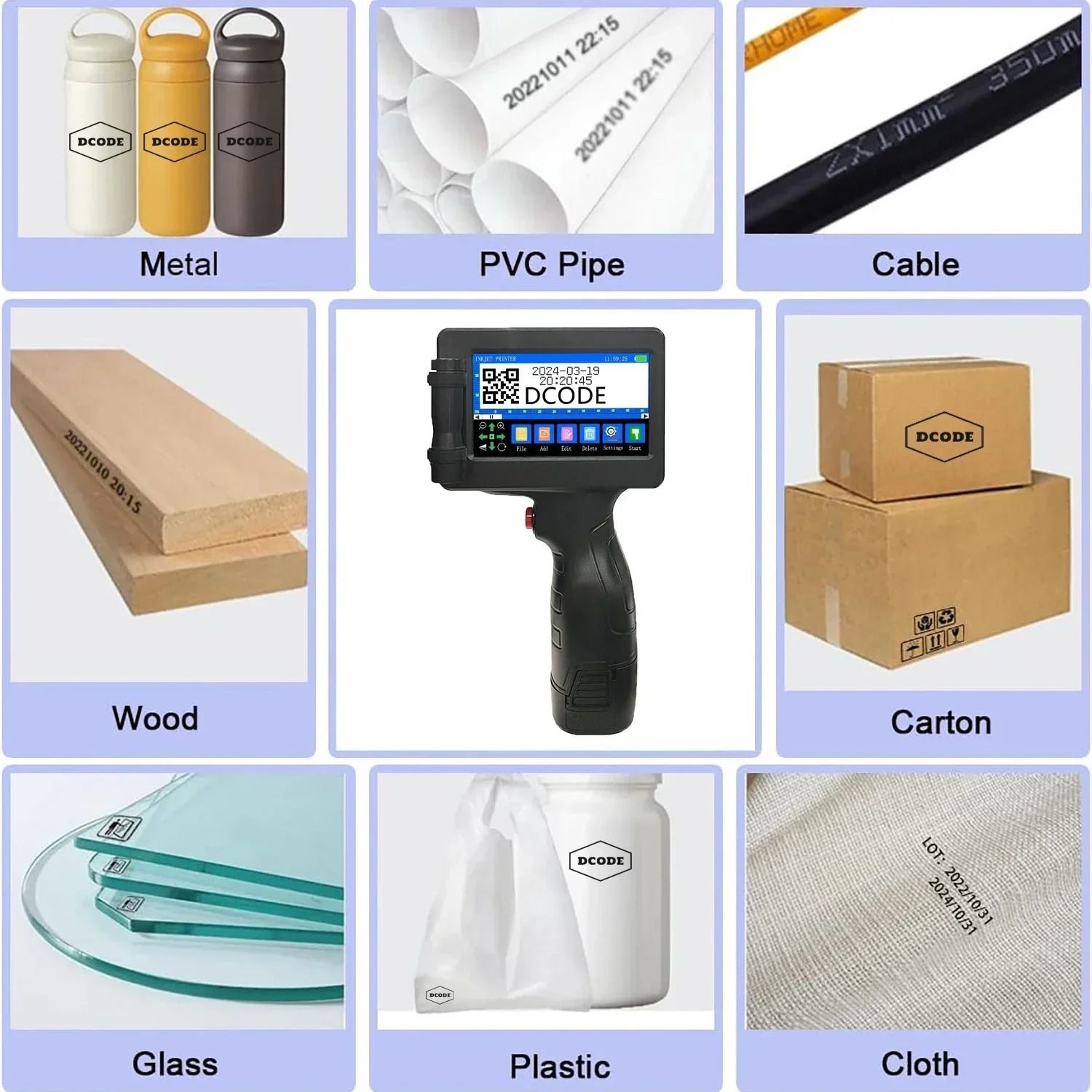 Portable Handheld Inkjet Printer  127mm Date And Barcode Coding Machine 0