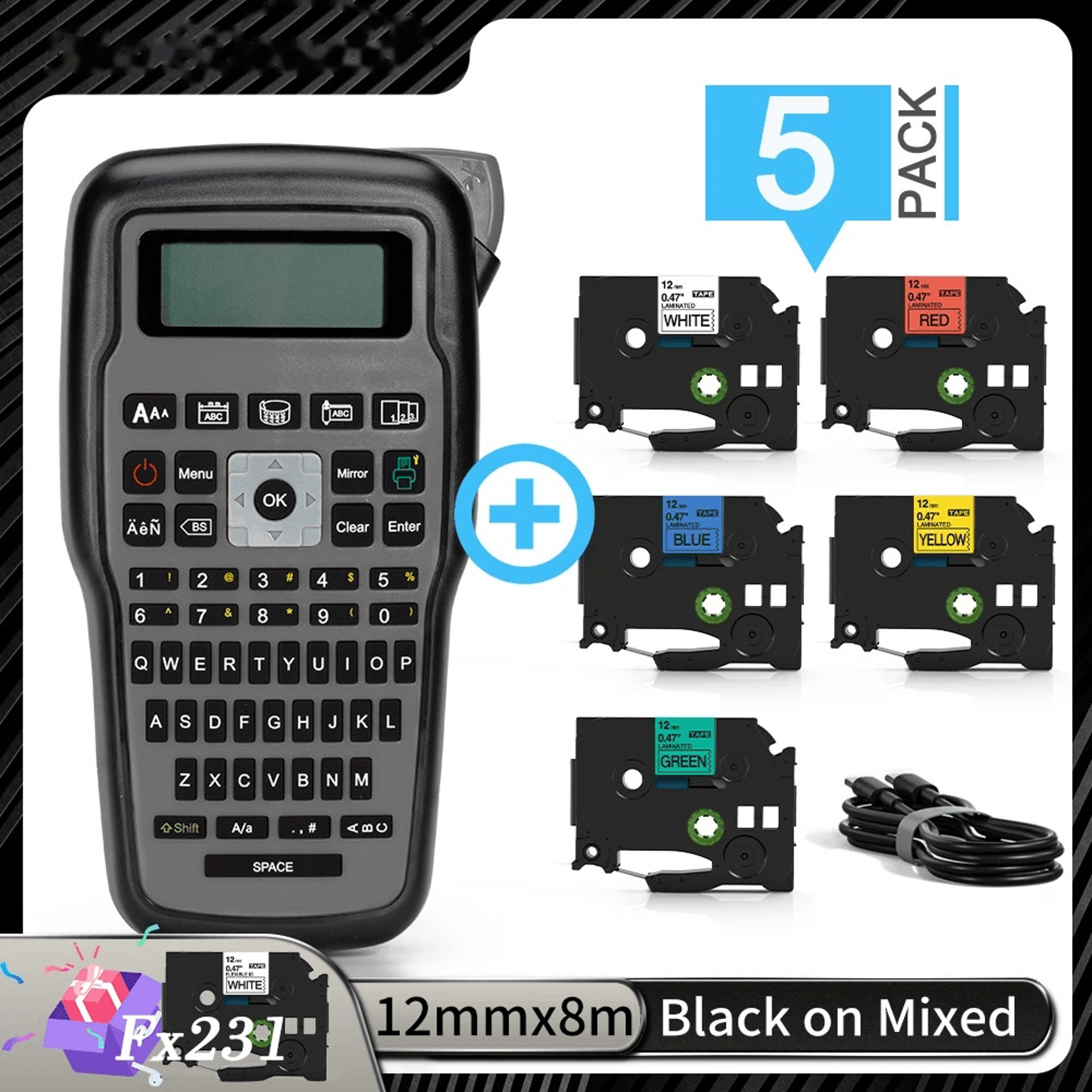 Portable Industrial Label Maker  Handheld QWERTY Cable And Thermal Transfer Printer 7