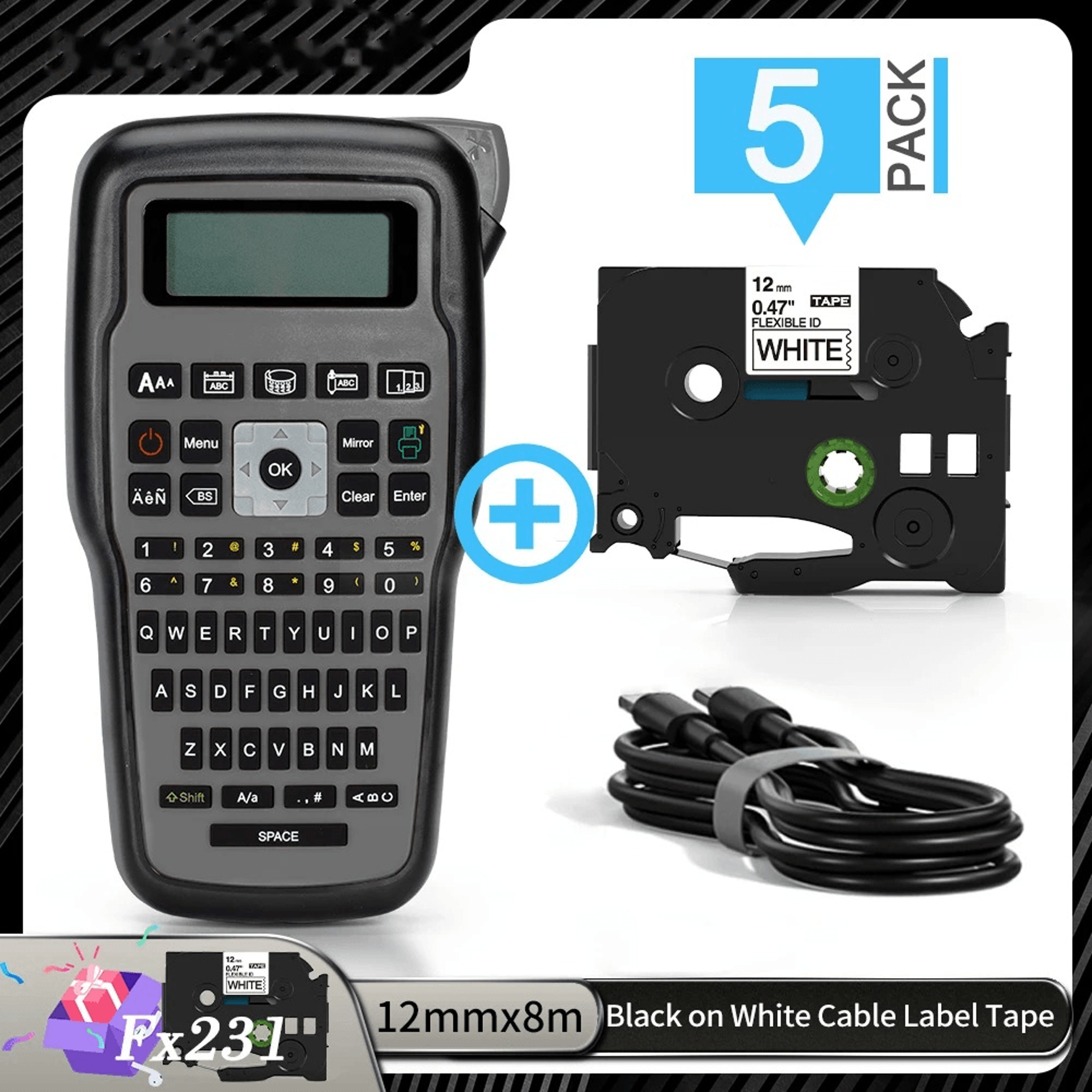 Portable Industrial Label Maker  Handheld QWERTY Cable And Thermal Transfer Printer 11