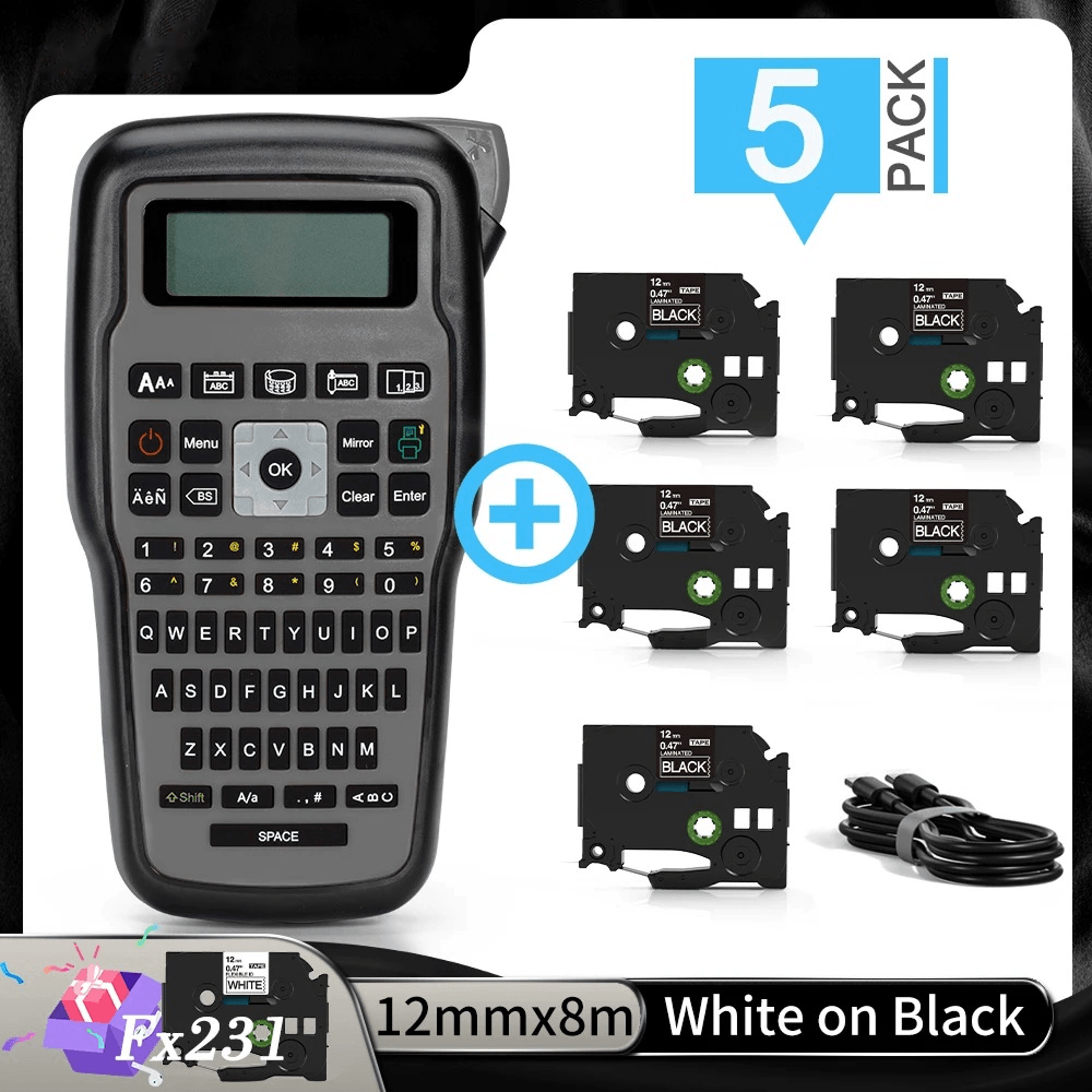 Portable Industrial Label Maker  Handheld QWERTY Cable And Thermal Transfer Printer 5
