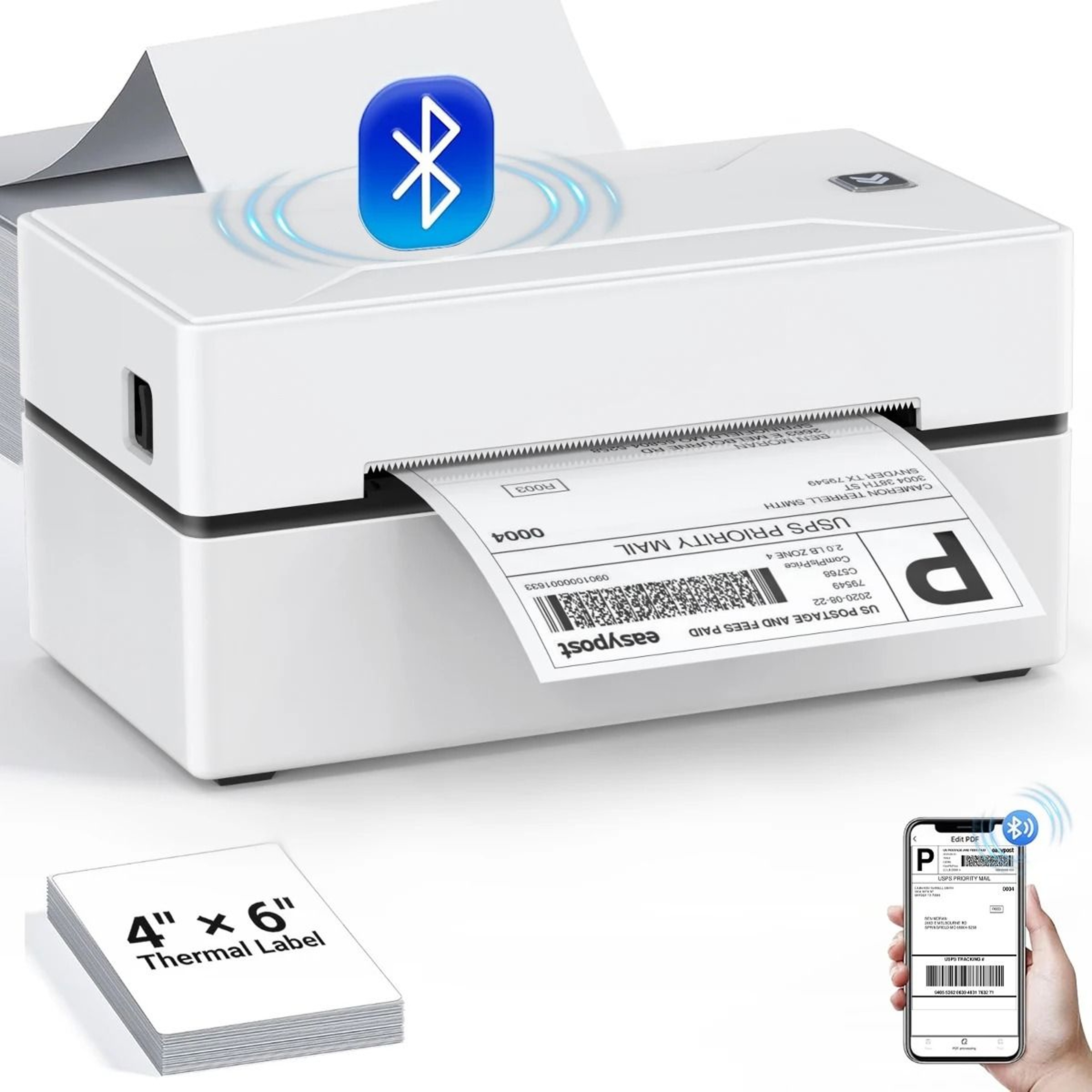 4x6 Bluetooth Shipping Label Printer High Speed Wireless Thermal Barcode Printer 0
