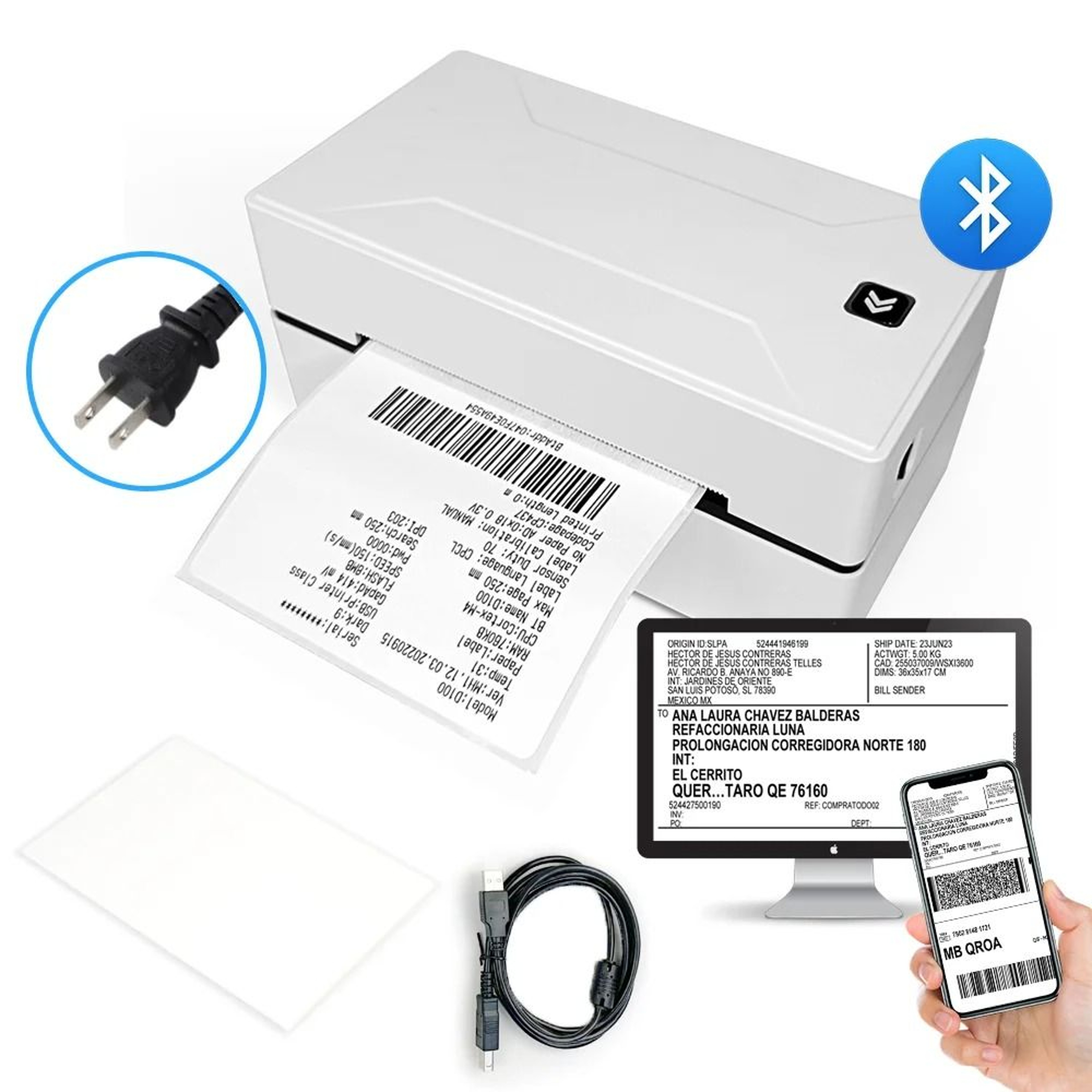 4x6 Bluetooth Shipping Label Printer High Speed Wireless Thermal Barcode Printer 2