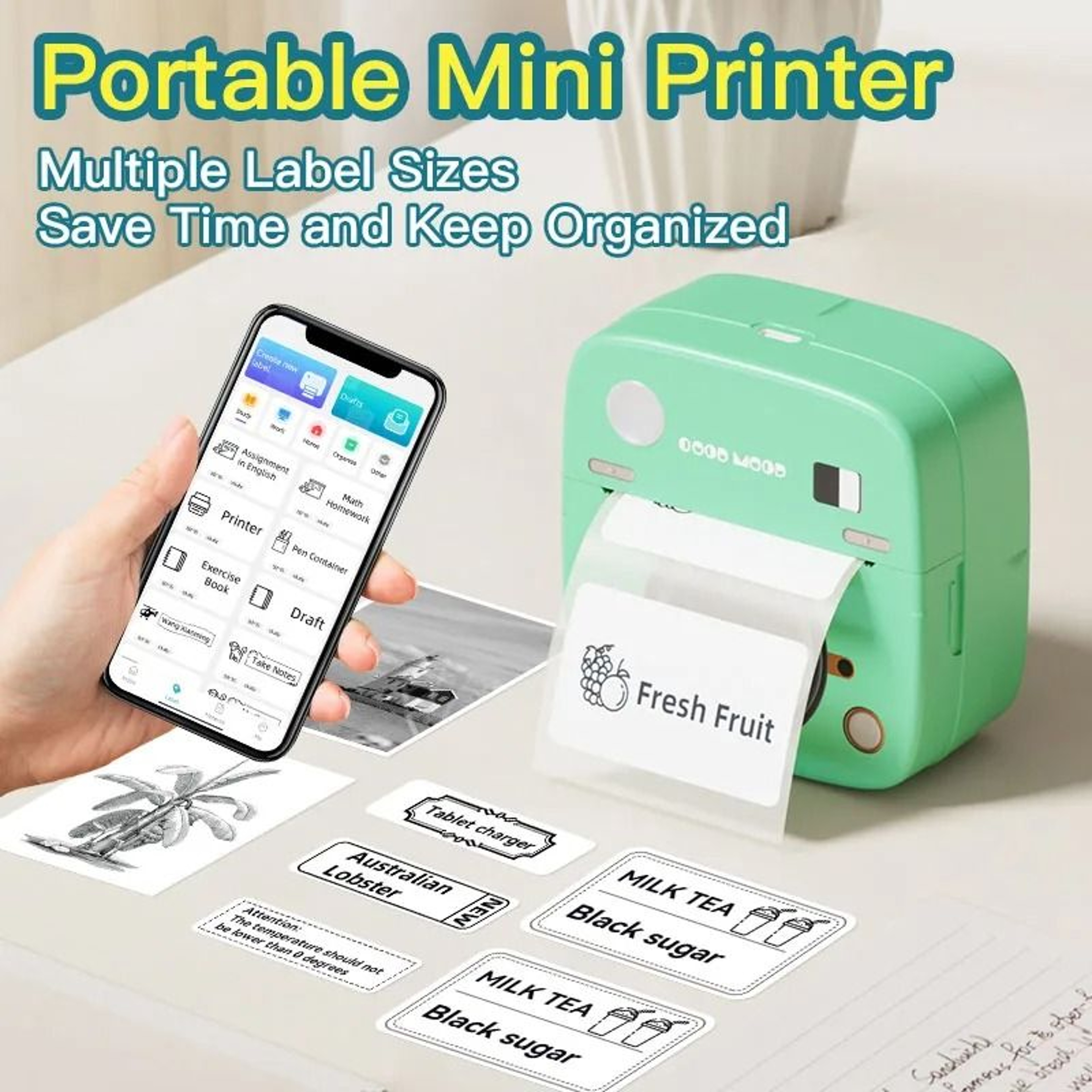 Snap Nest Mini Bluetooth Printer  Wireless Photo Sticker And Kitchen Label Maker 0