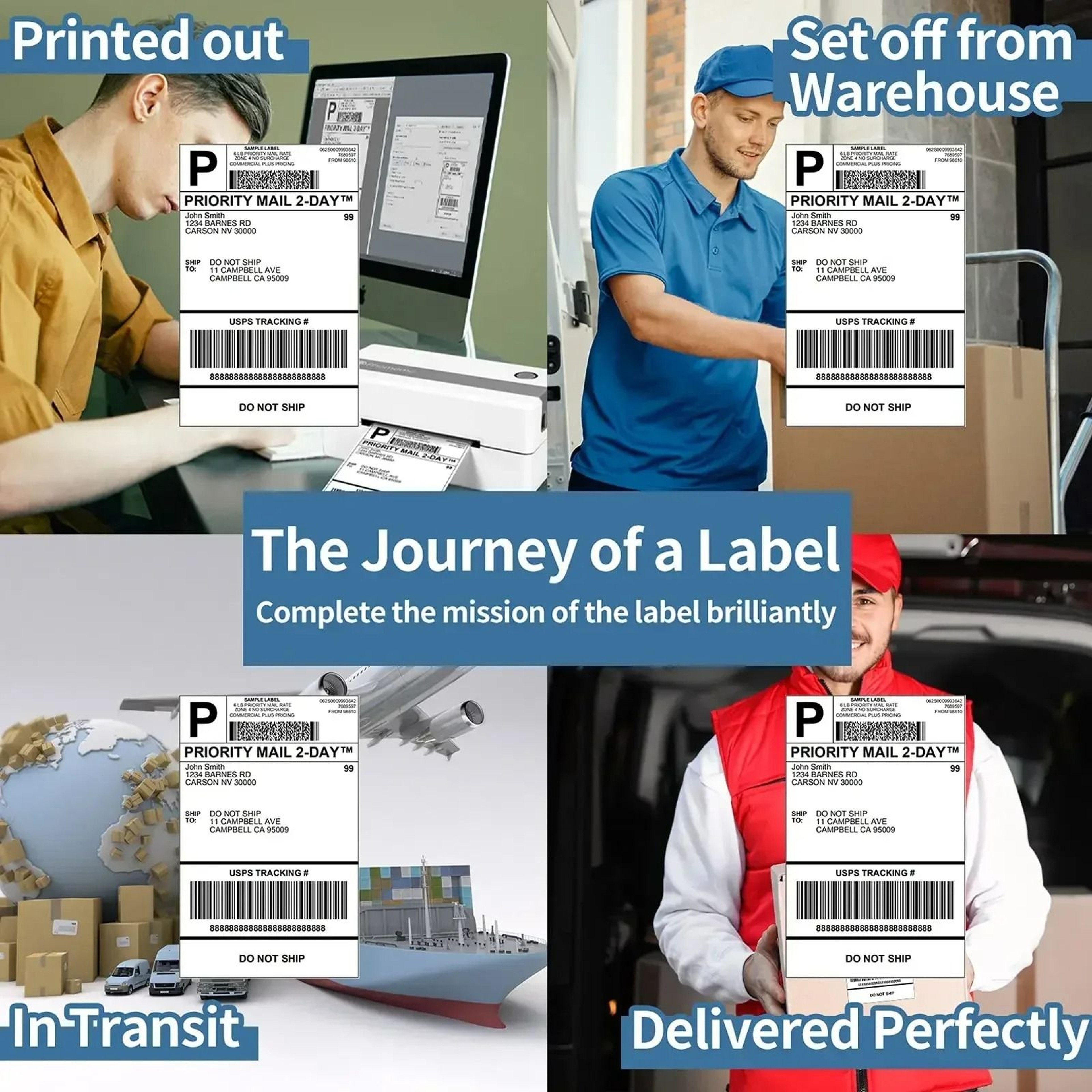 ShipTidy Fanfold Shipping Labels  4x6 SelfAdhesive Thermal Sticker Paper 9