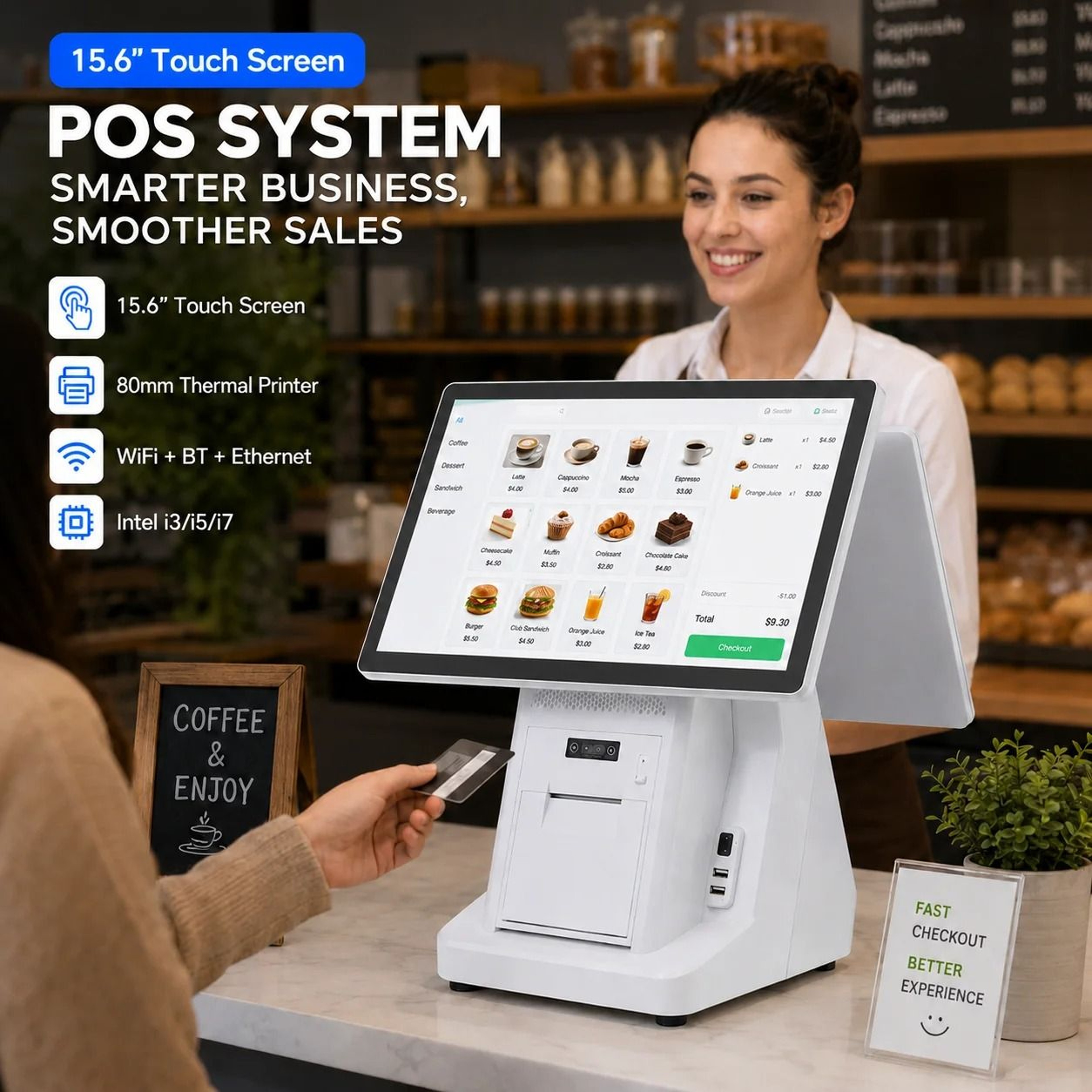Touchscreen POS System  156 Inch Cash Register With Thermal Receipt Printer 0