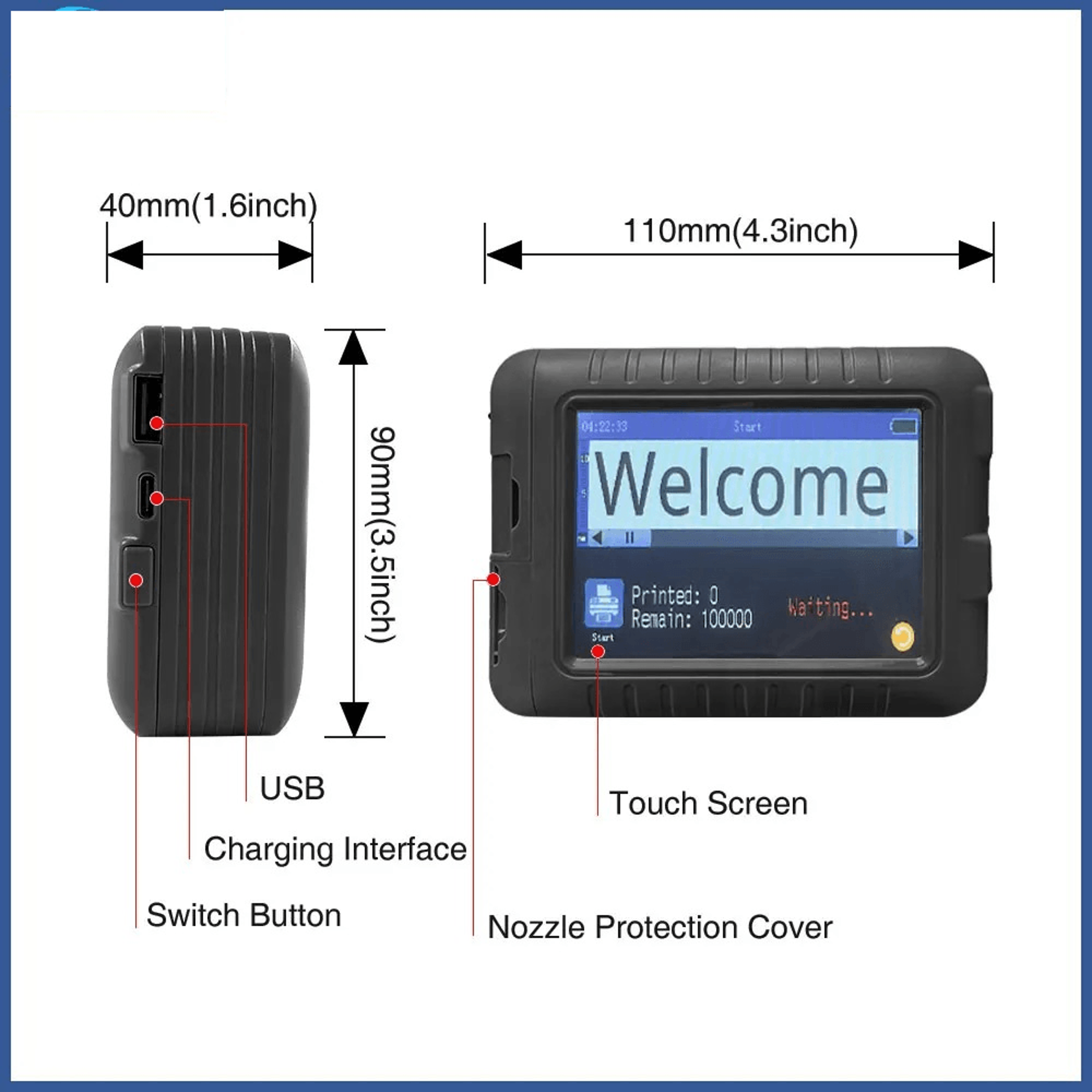 Mini Handheld Inkjet Printer For Barcode And Product Date Printing 4