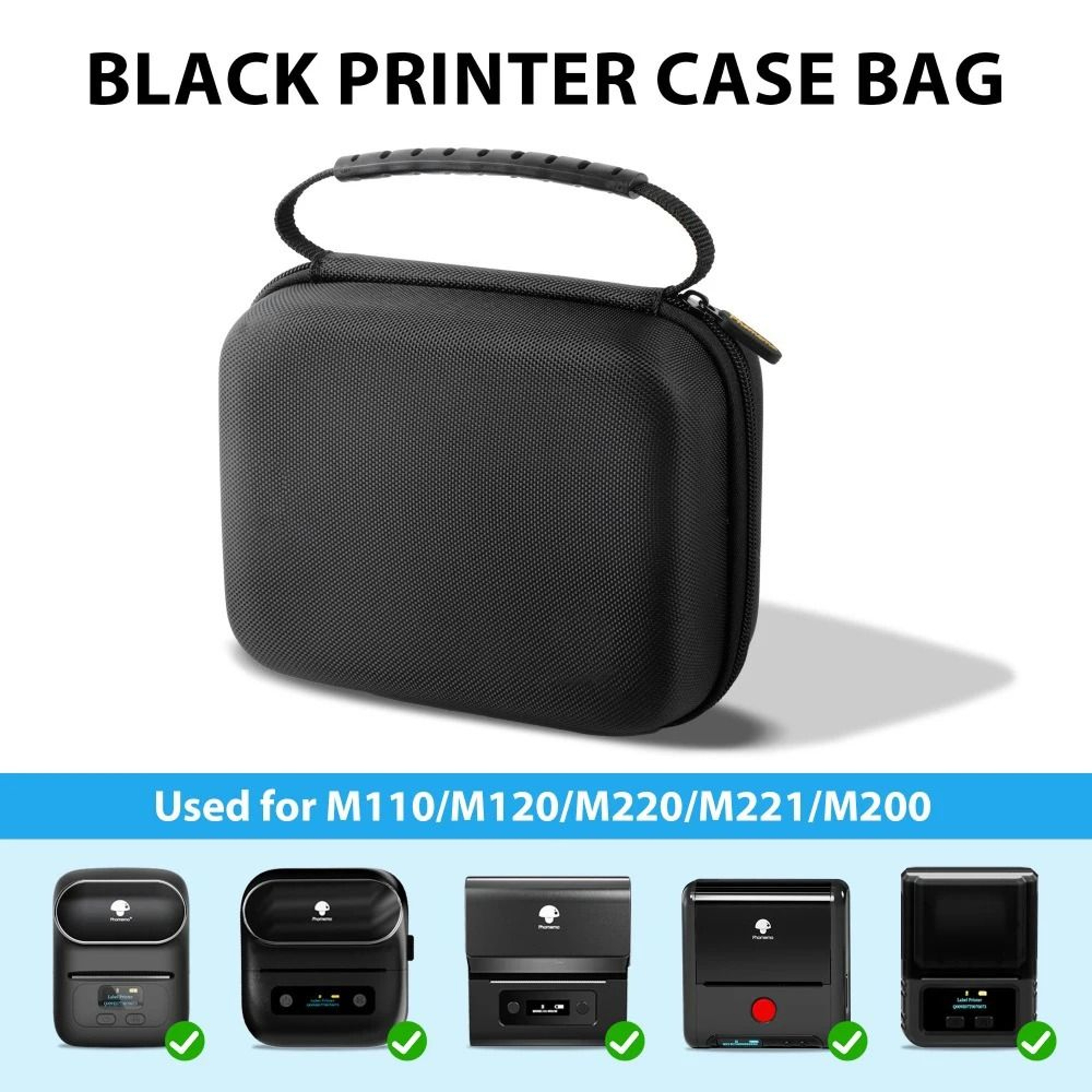 Compact Protective Label Printer Travel Case With Organizer Pocket 1