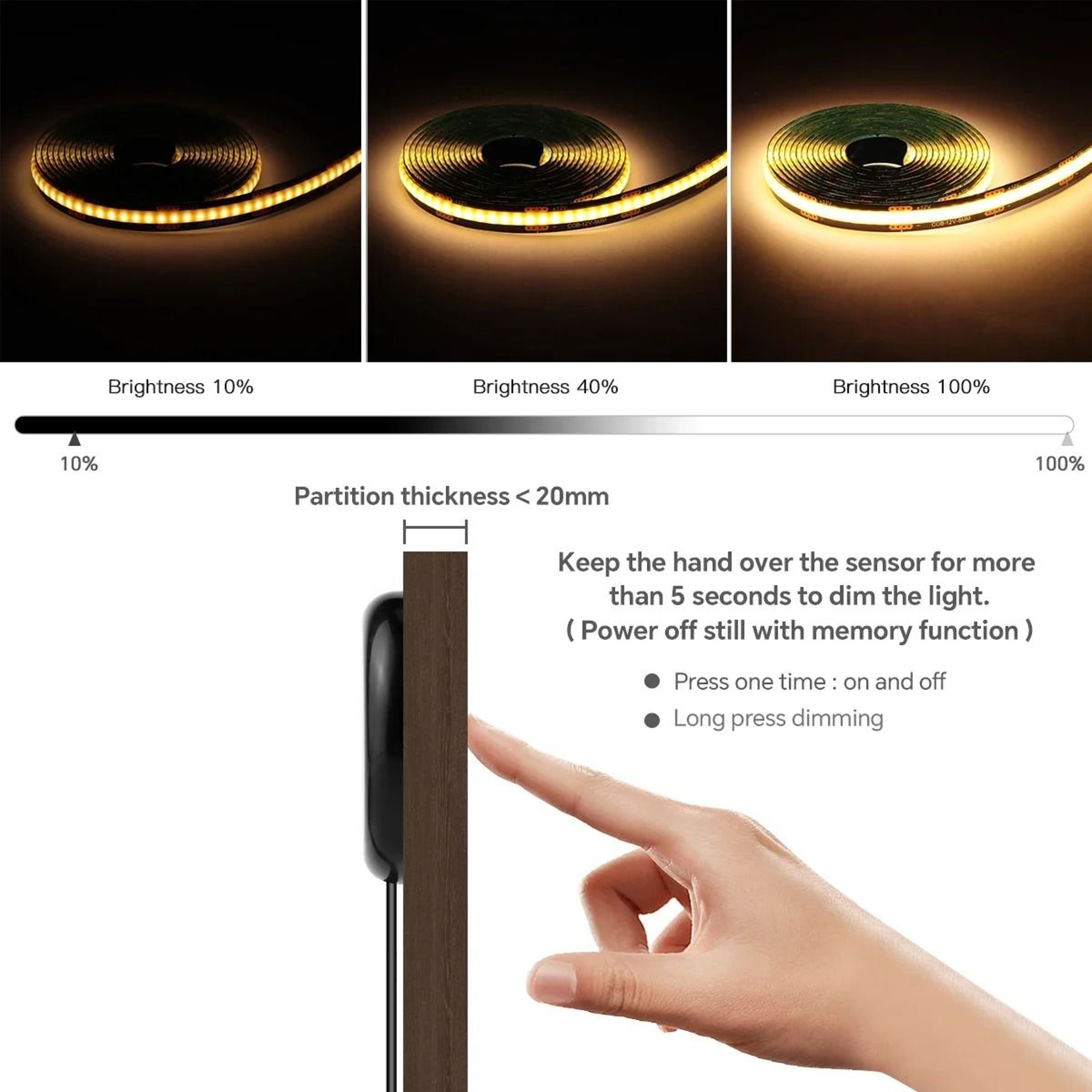 Dimmable COB LED Strip Lights For Wood Wall Panels And TV Backlighting 7