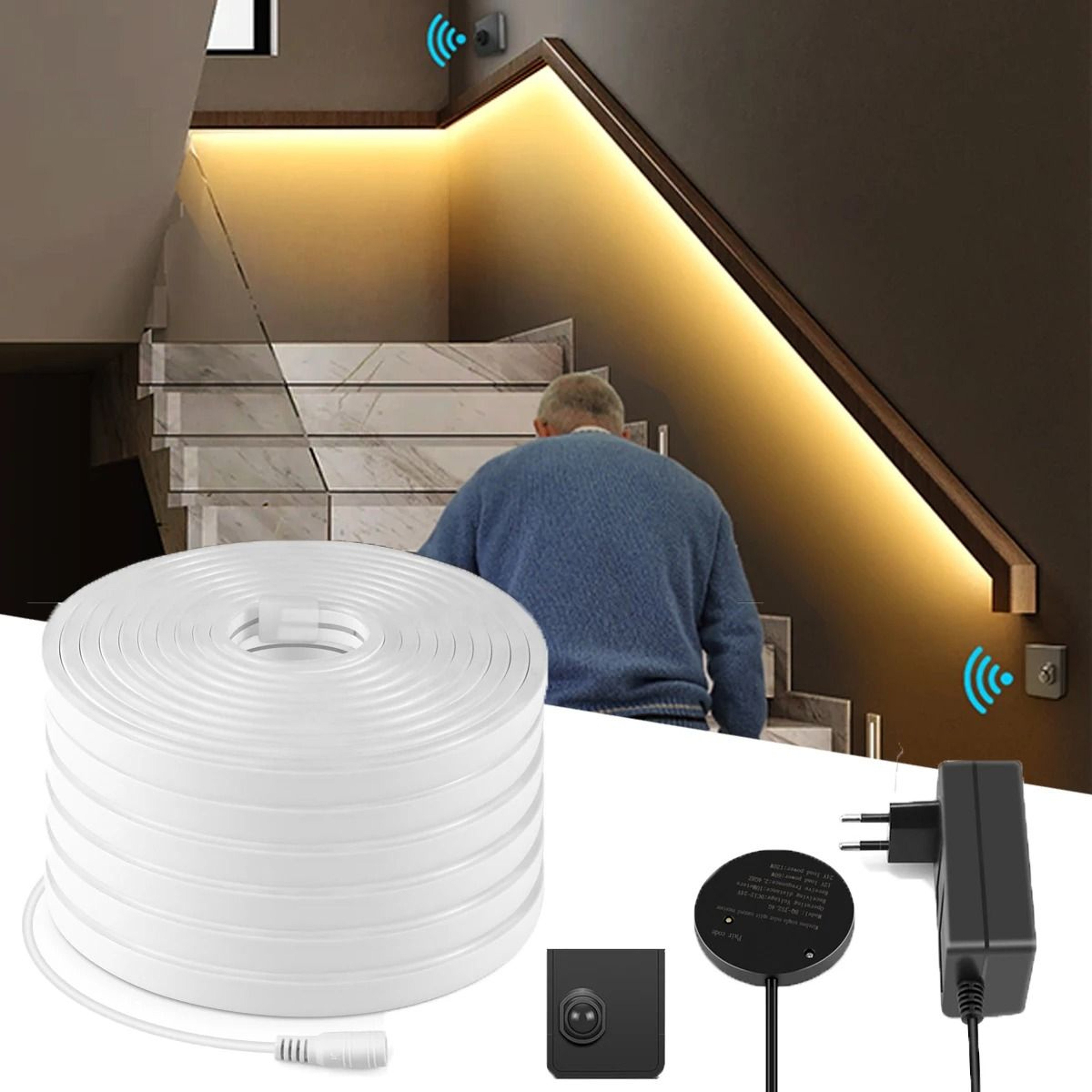 24V Motion Sensor LED Neon Strip Lights For Stairs And Bedroom Safety 6