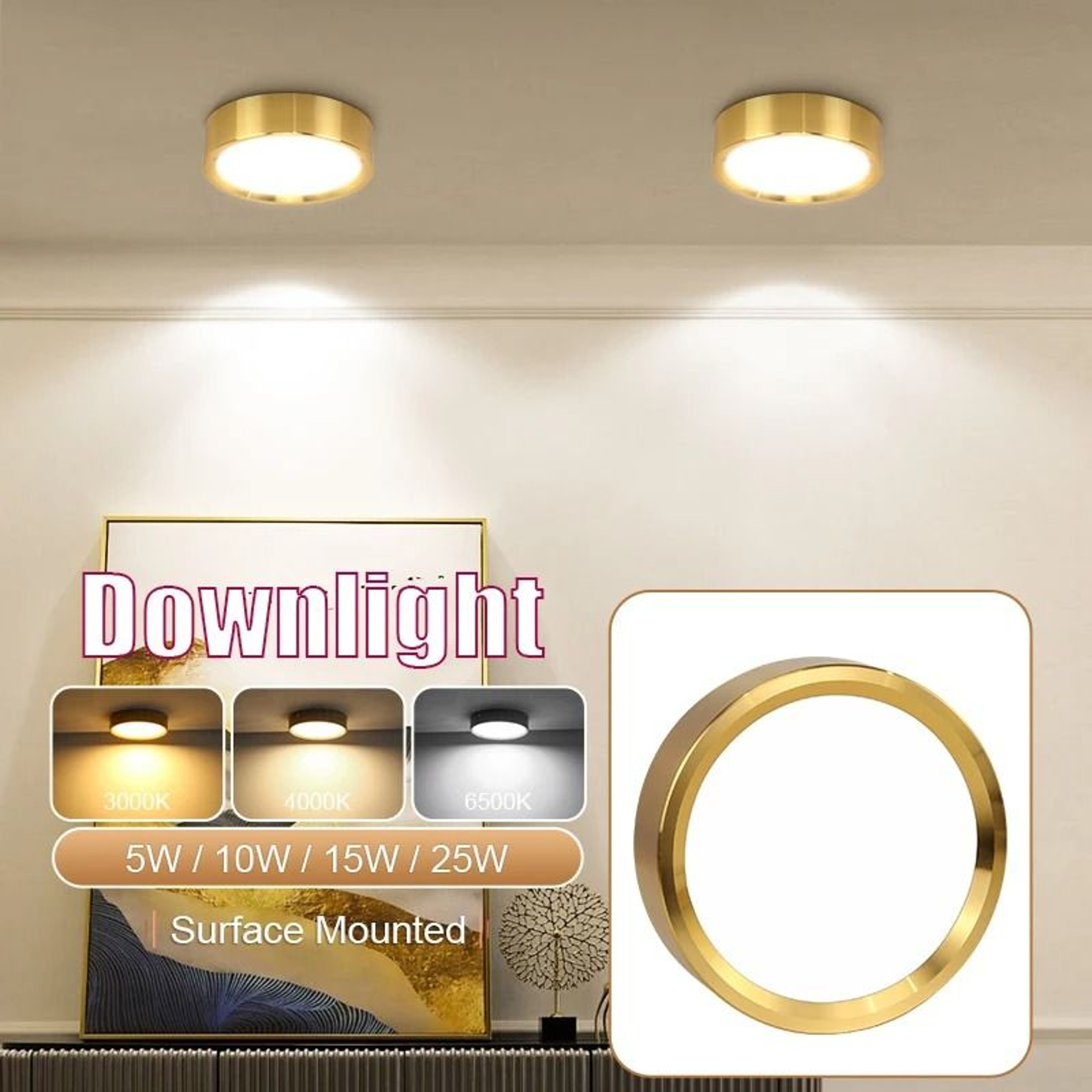 Elegant Gold LED Ceiling Downlight 10W 15W 25W For Modern Home Lighting 0