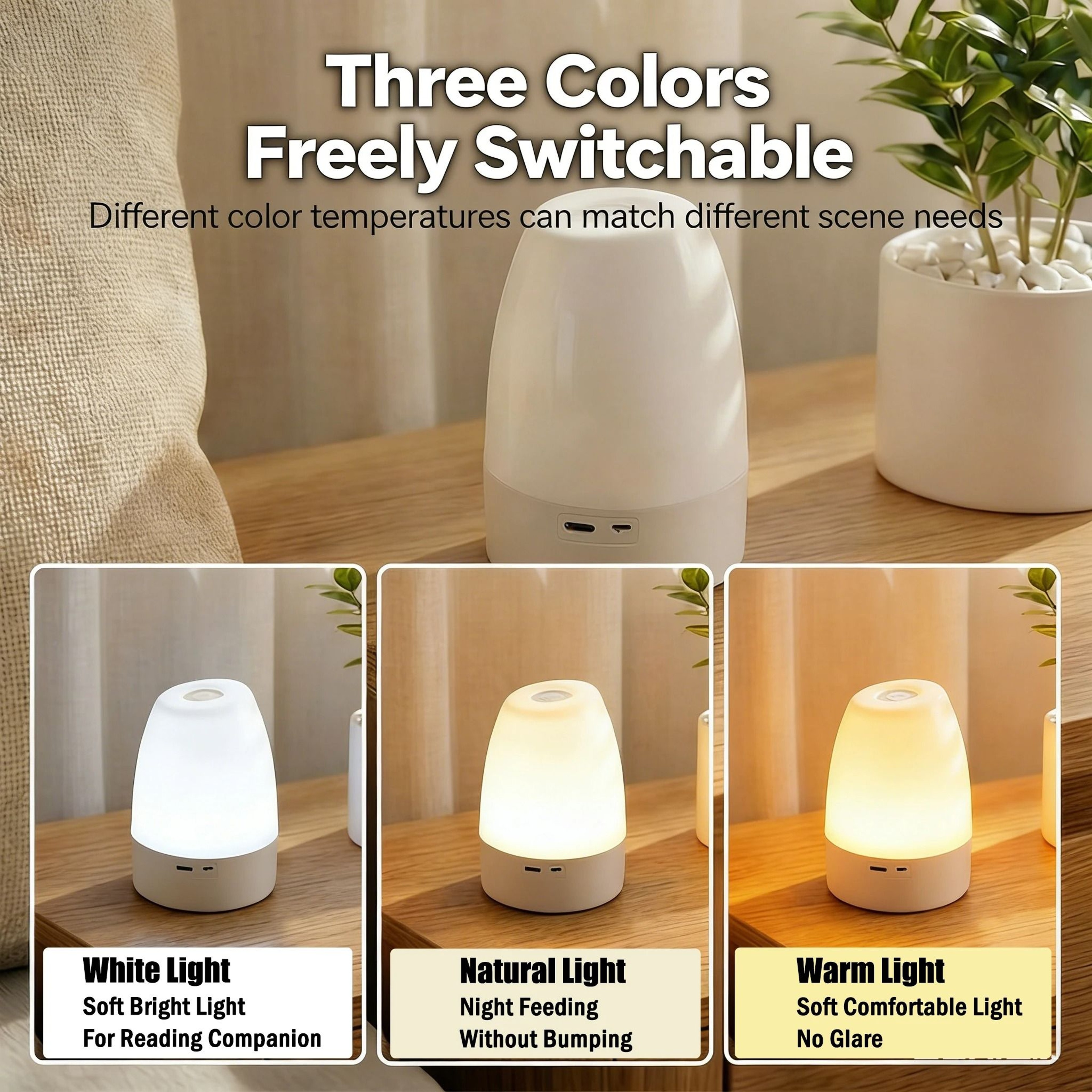 USB Rechargeable Touch LED Night Light With Remote Control And 3 Color Modes 8