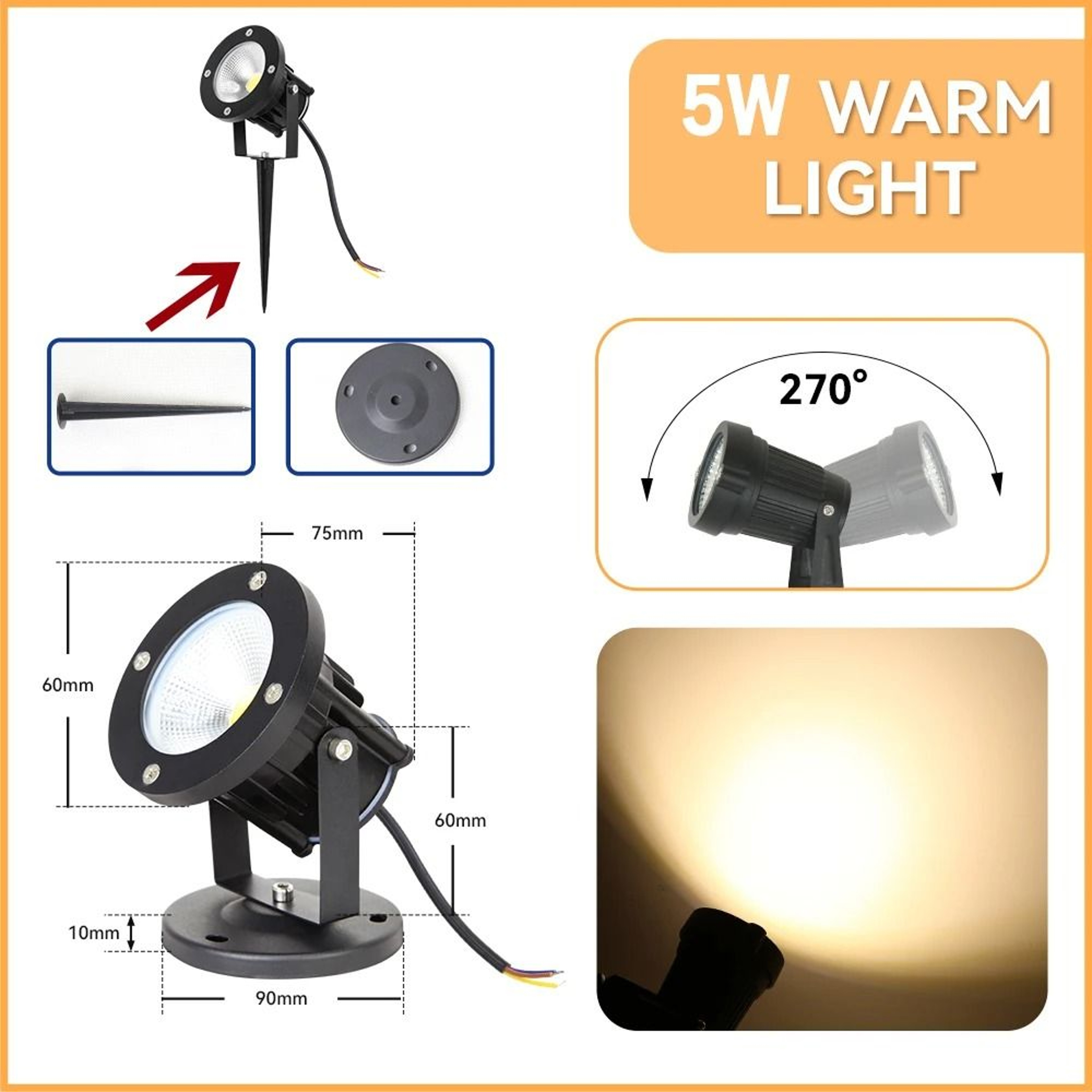 Waterproof LED Garden Spotlight For Outdoor Pathway And Landscape Lighting 2
