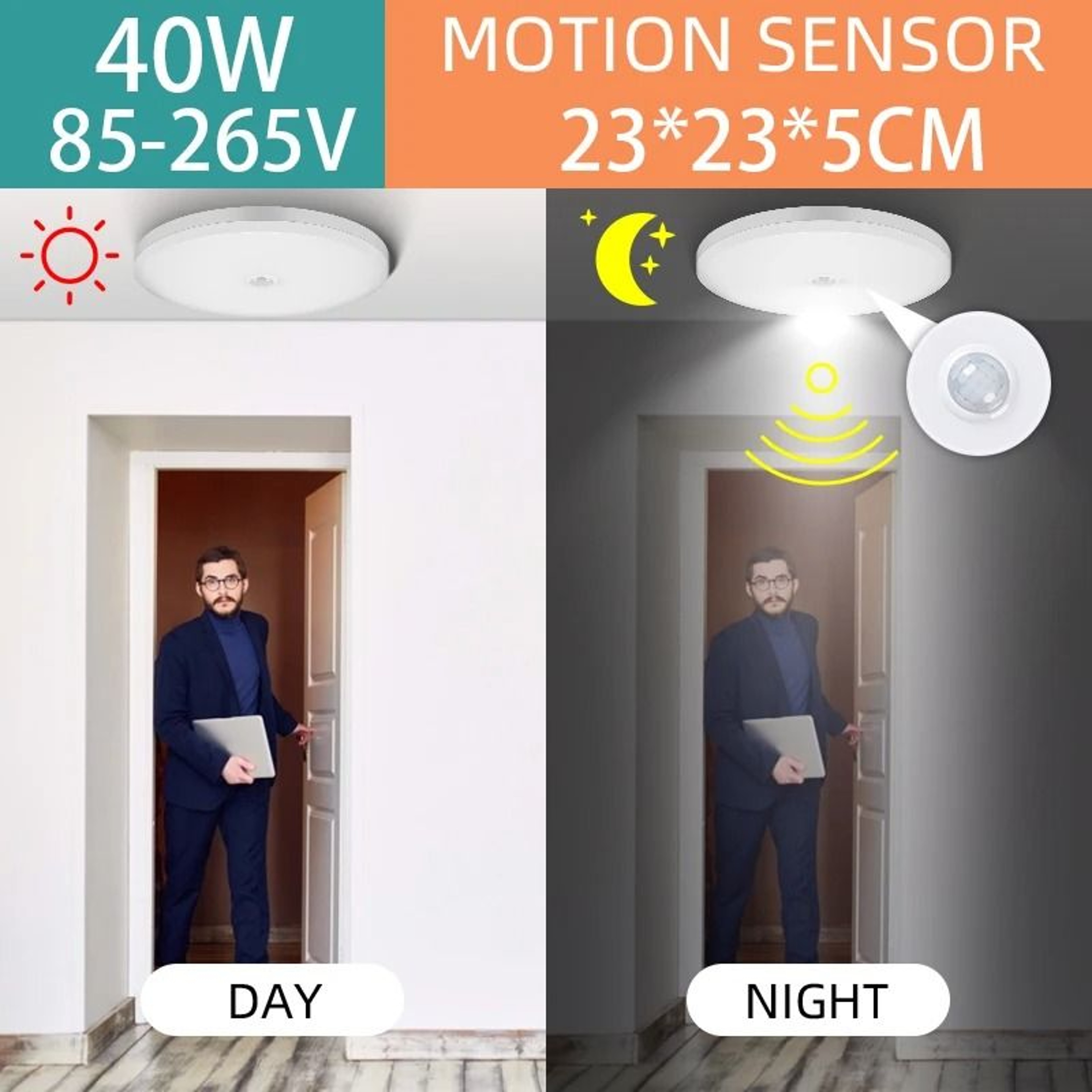 Smart Radar Motion Sensor LED Ceiling Light For Garage And Hallway Lighting 4