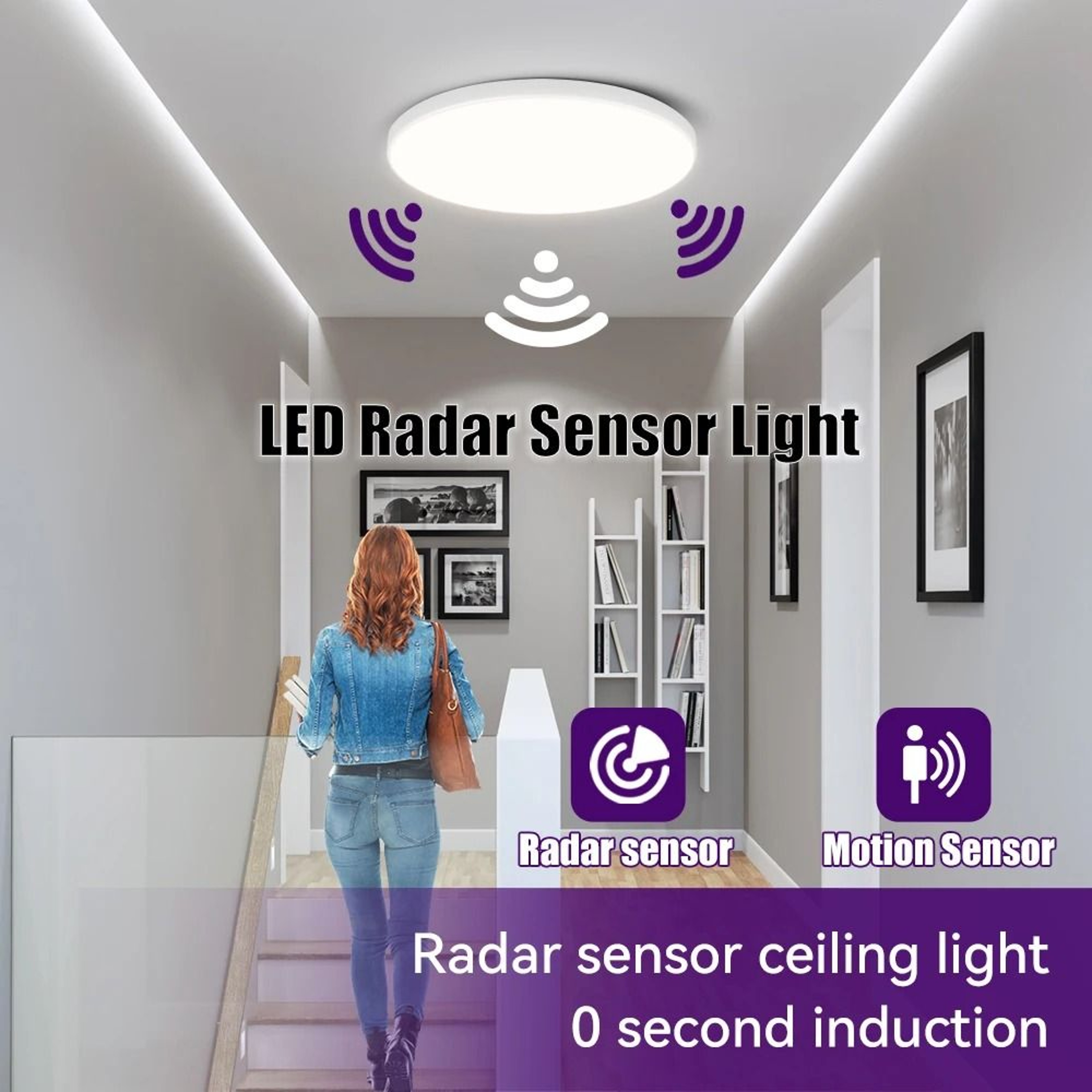Smart Radar Motion Sensor LED Ceiling Light For Garage And Hallway Lighting 0