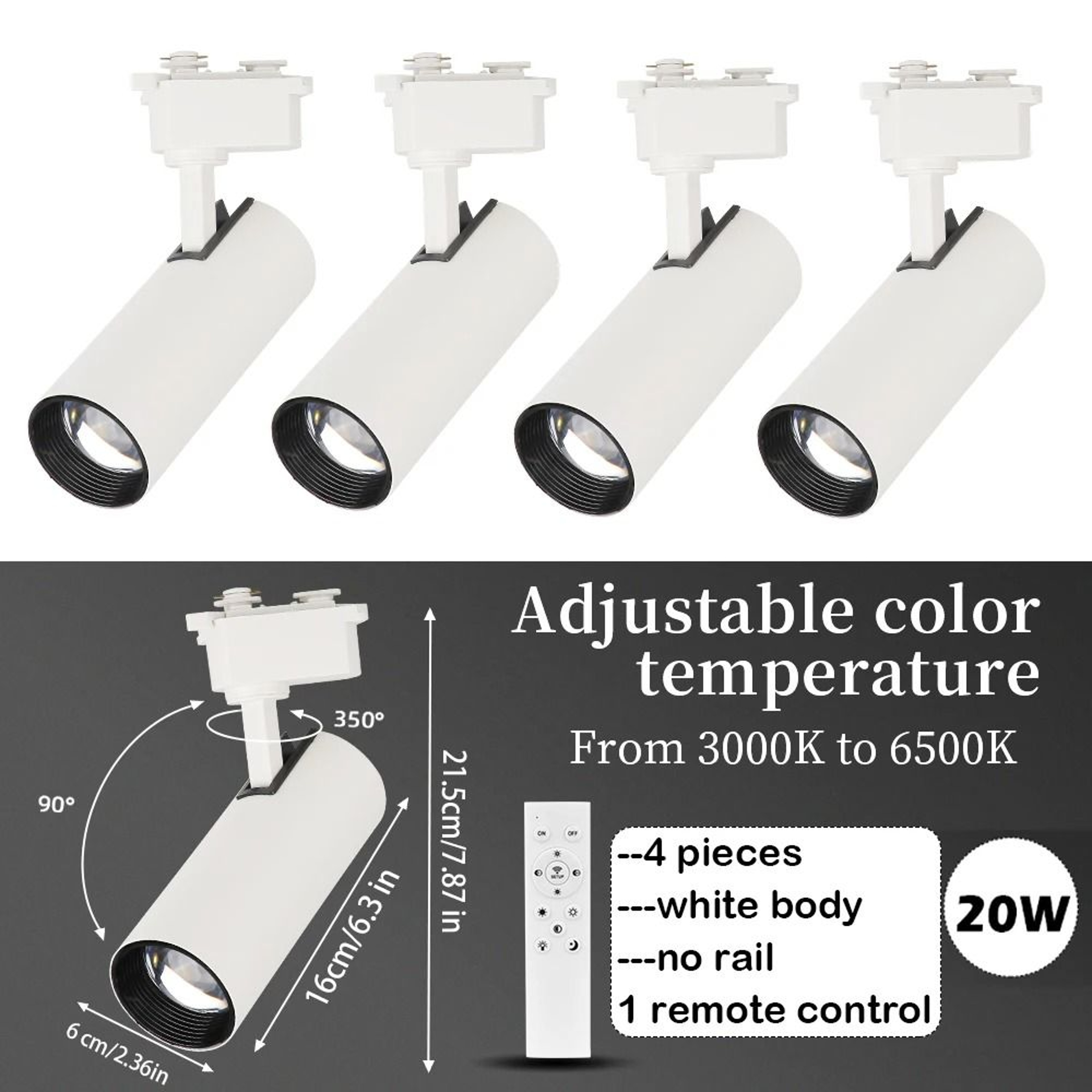 Remote Control Dimmable LED Track Spotlight For Home And Shop Lighting 6